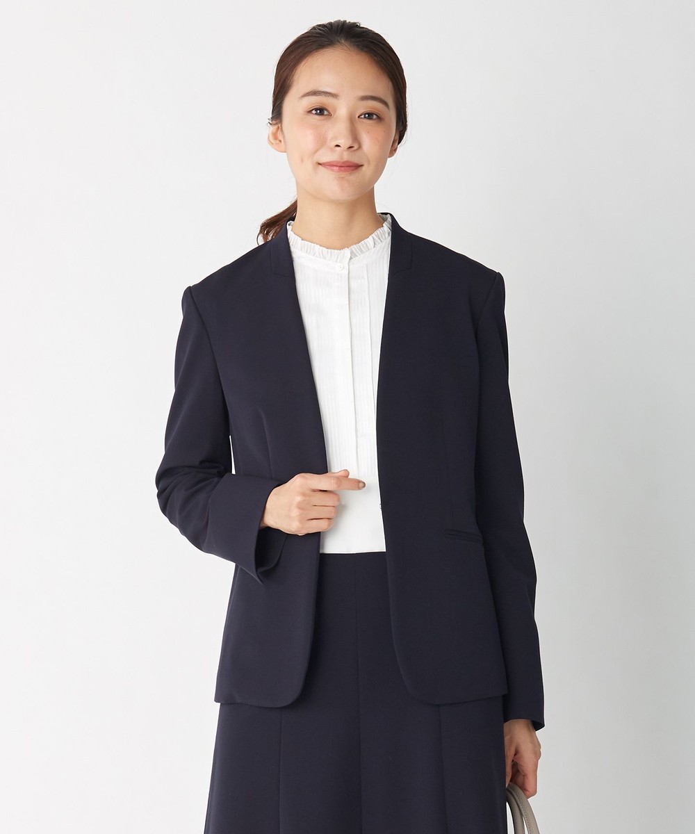 【オンワード】 J.PRESS LADIES L>ジャケット/アウター 【スーツ対応】T/Rアルガンシルク ノーカラージャケット グレー T13 レディース 【送料無料】