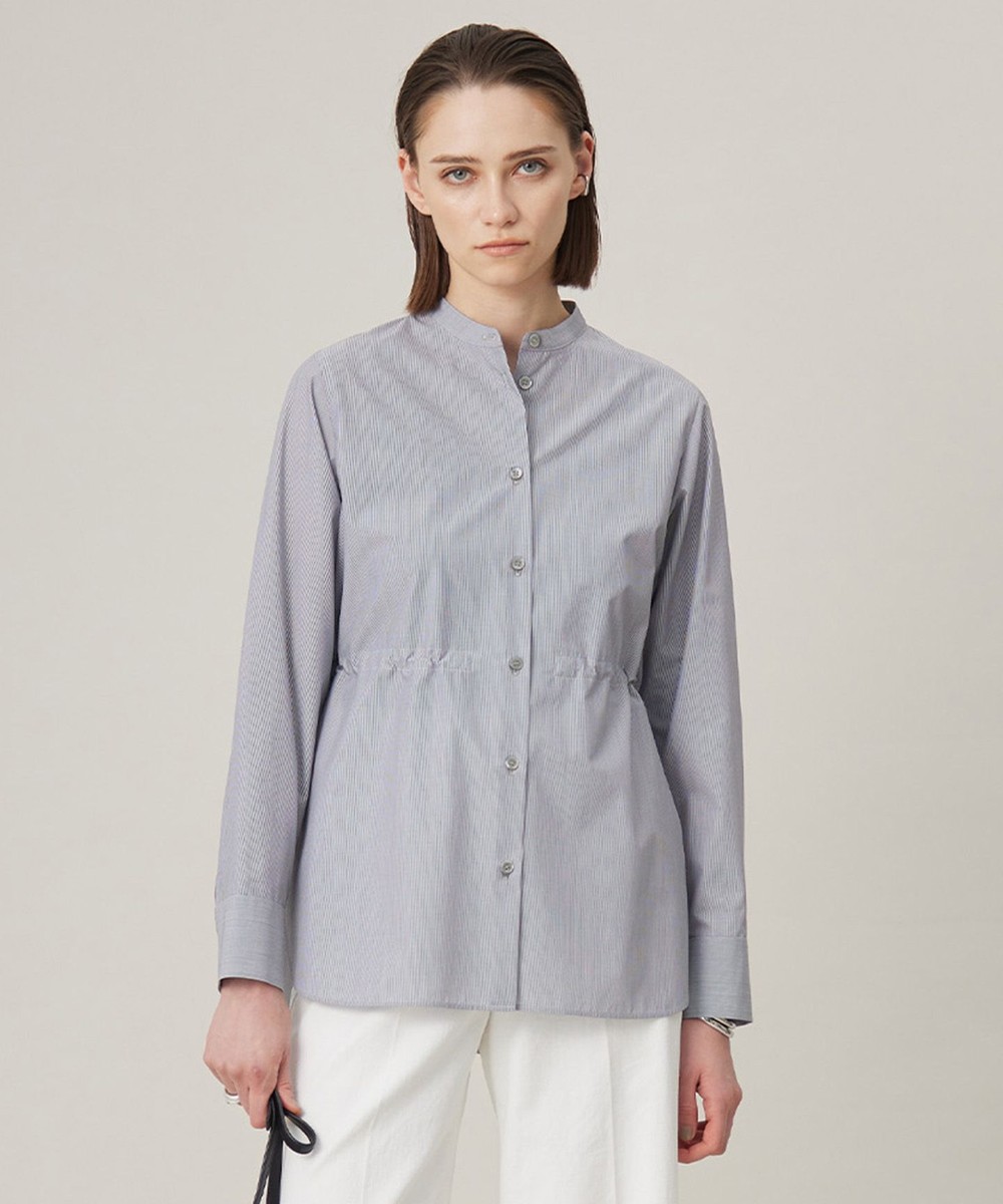 【オンワード】 ICB>トップス 【洗える】 クリーンブロード バンドカラーシャツ ブラックストライプ 0 レディース 【オンワード】 ICB>トップス 【洗える】 クリーンブロード バンドカラーシャツ ブラックストライプ 0 レディース