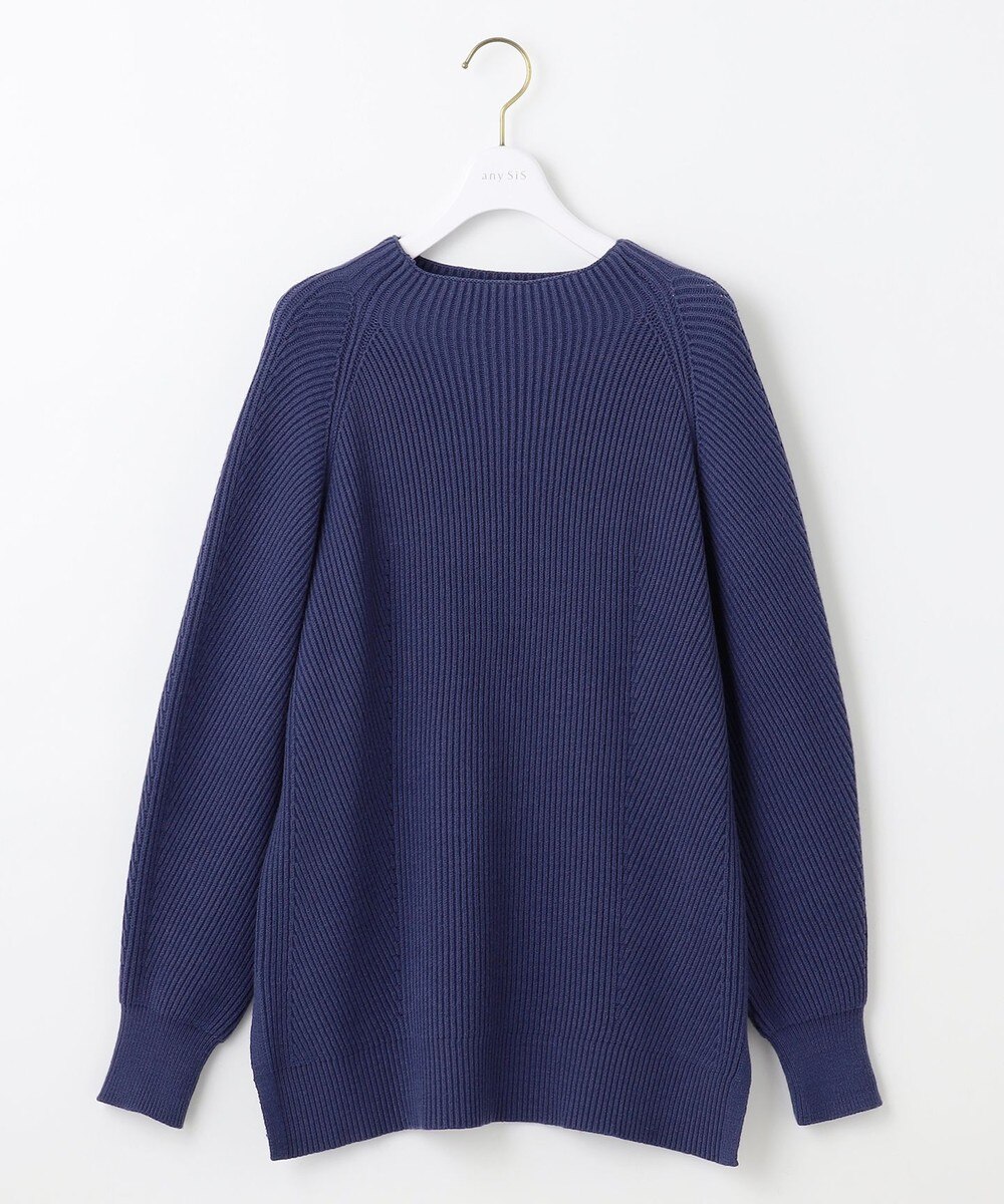【オンワード】 ANY SIS>トップス 【洗える・セットアップ可】アンチピリング変形畔 ボトルネック ニット ダークブルー 2 レディース