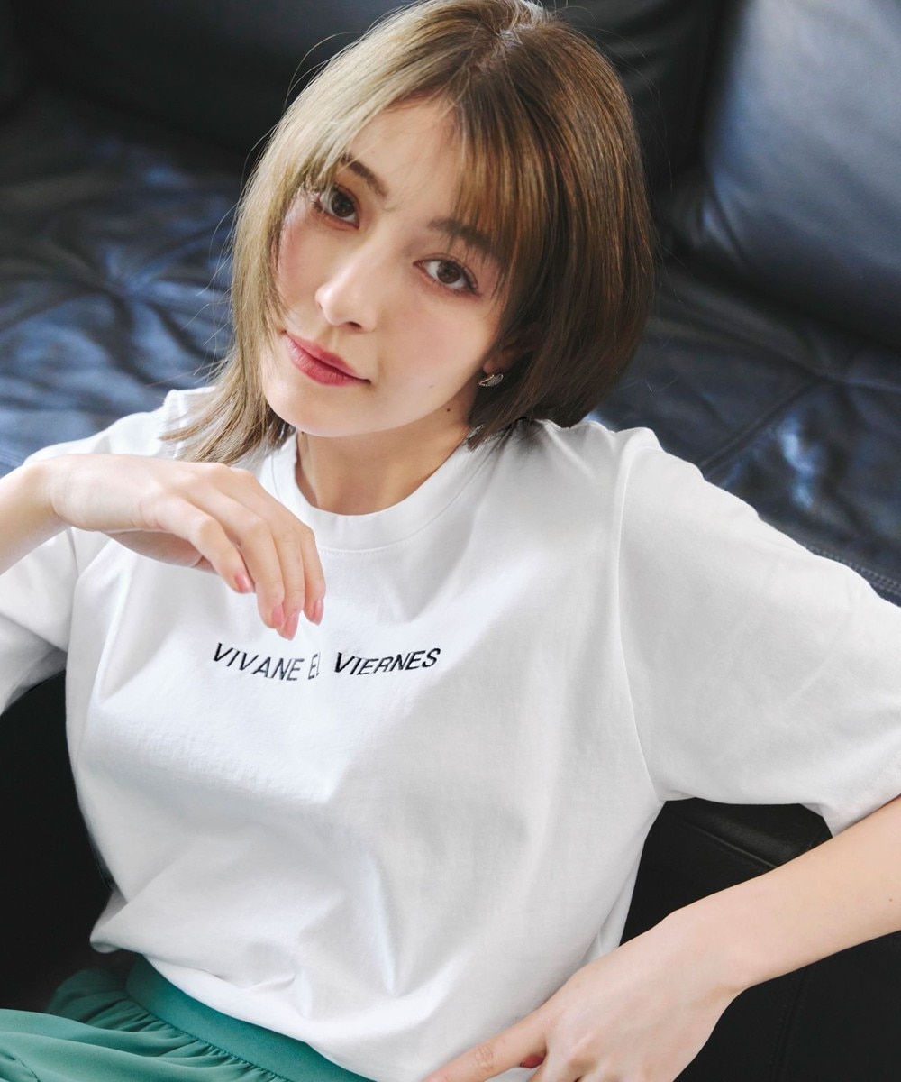【洗える】刺繍ロゴシンプルTシャツ