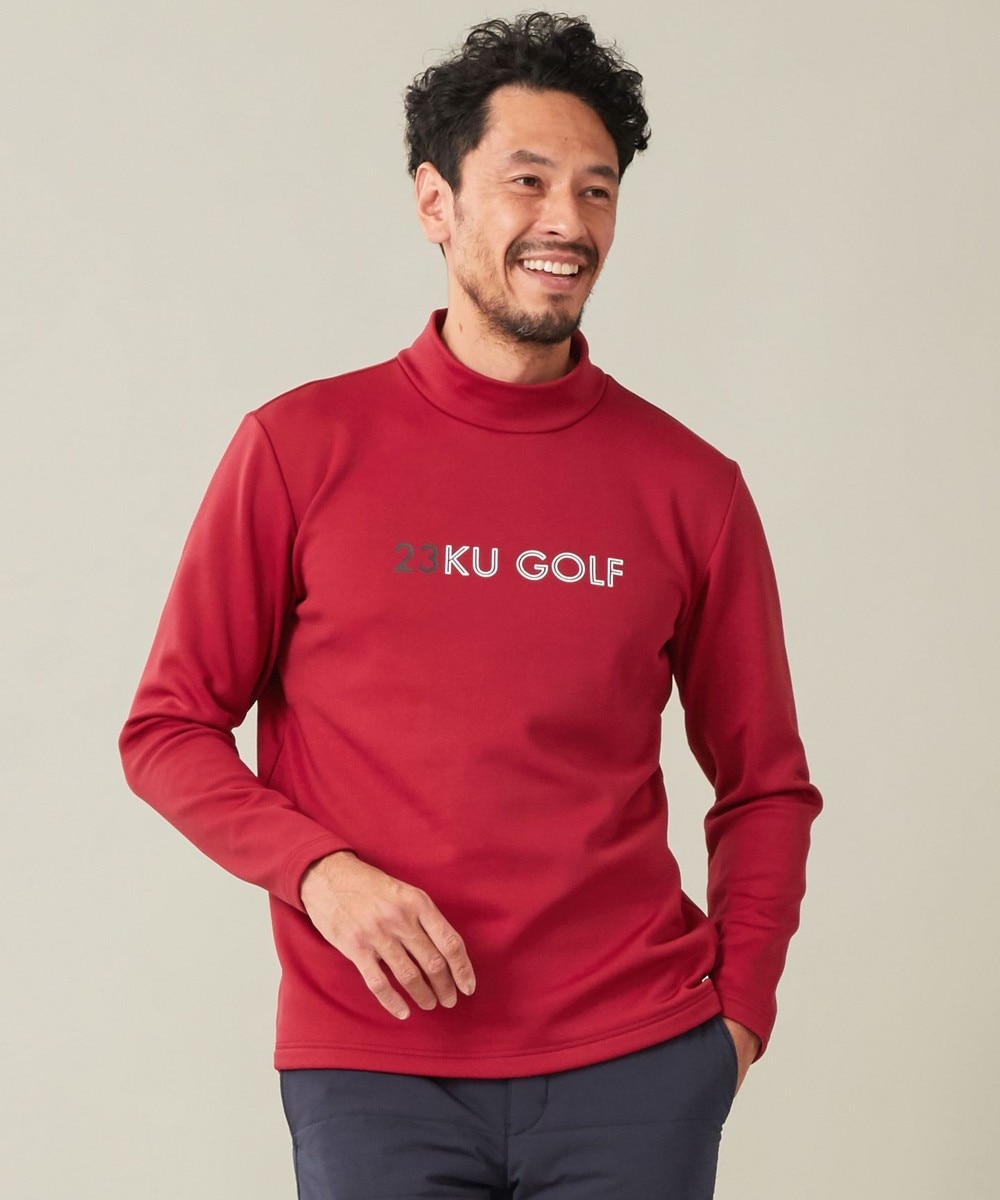 【オンワード】 23区GOLF>トップス 【MEN】ストレッチ裏フリース モックネック レッド LL メンズ