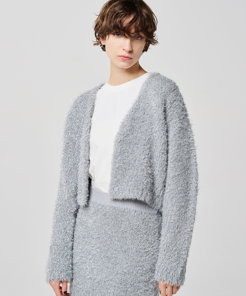 【オンワード】 uncrave>トップス 【手洗い可】ヘアリー ラメ ニット ショート カーディガン(uncrave WHITE) シルバー 1 レディース 【オンワード】 uncrave>トップス 【手洗い可】ヘアリー ラメ ニット ショート カーディガン(uncrave WHITE) シルバー 1 レディース
