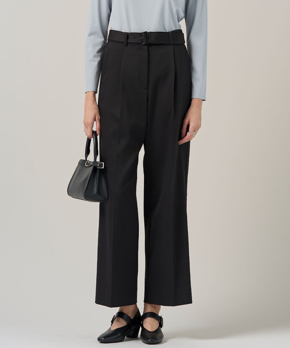 【オンワード】 ICB>パンツ ウォームサテン ワイドストレートパンツ ブラック 0 レディース