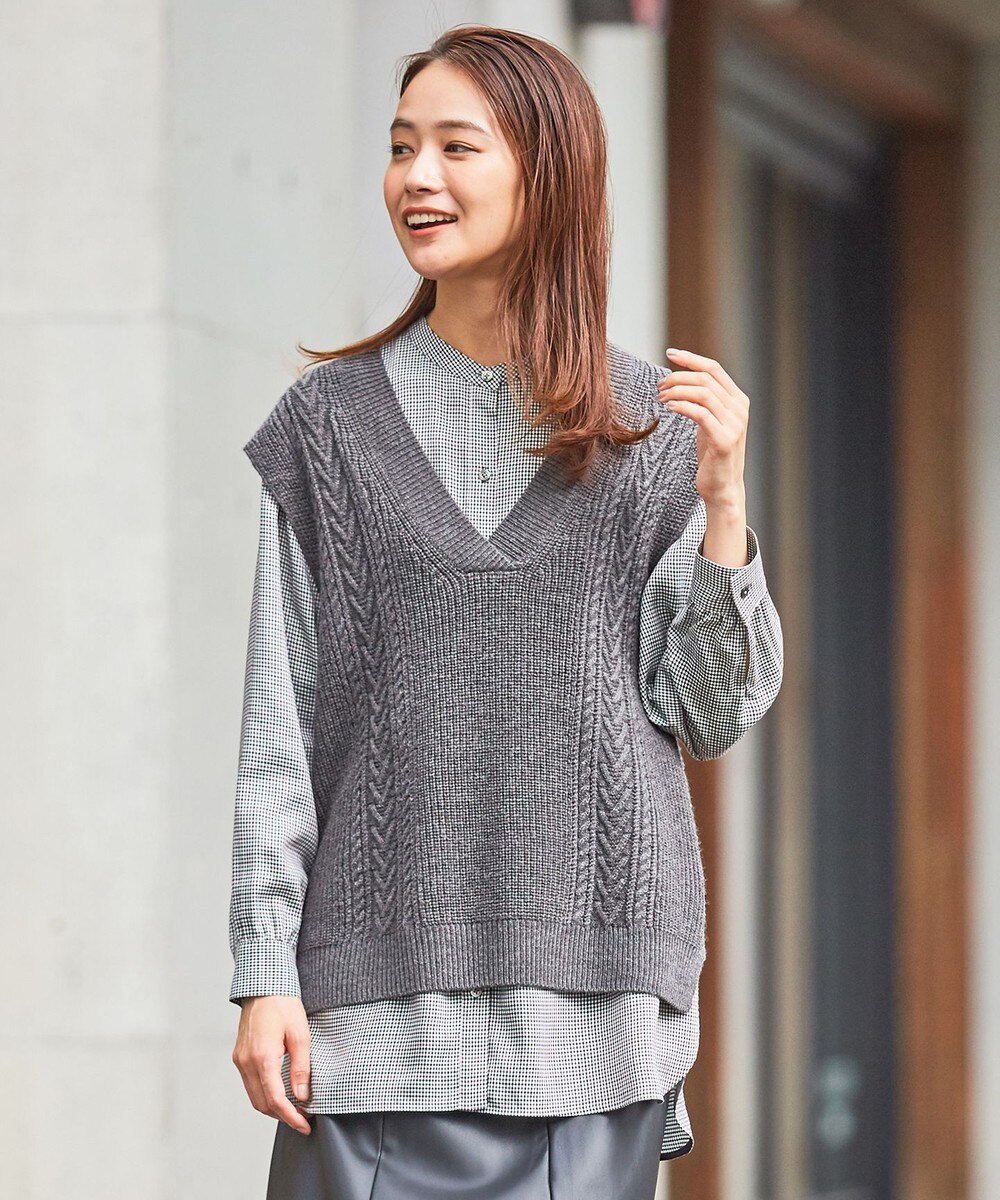 【オンワード】 J.PRESS LADIES L>トップス 【洗える】WOOL ACRYLIC ニットベスト ベージュ T13 レディース 【送料無料】