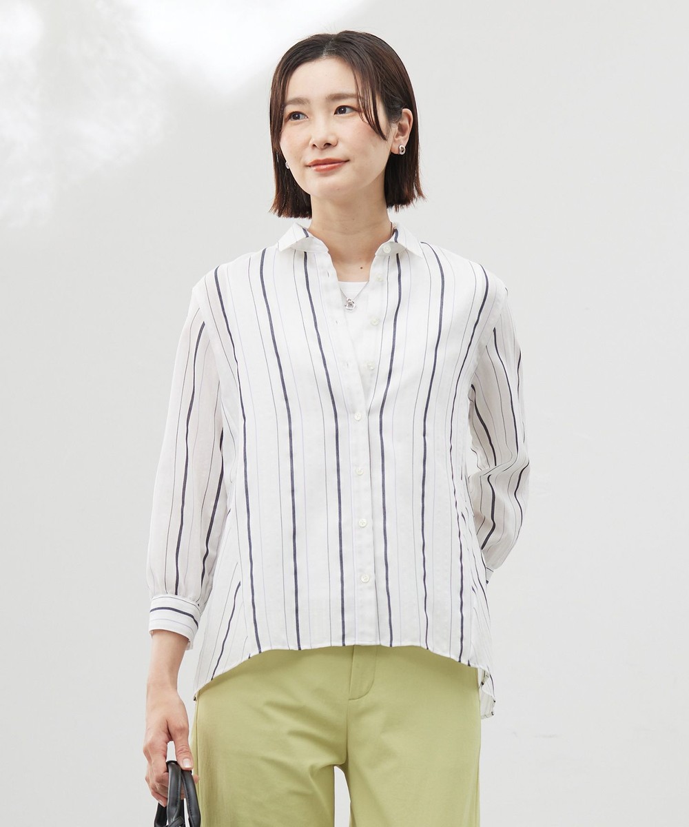 【オンワード】 J.PRESS LADIES>トップス 【洗える】SHEERストライプ ペプラム シャツ ブラウス ホワイトストライプ 9 レディース 【オンワード】 J.PRESS LADIES>トップス 【洗える】SHEERストライプ ペプラム シャツ ブラウス ホワイトストライプ 9 レディース