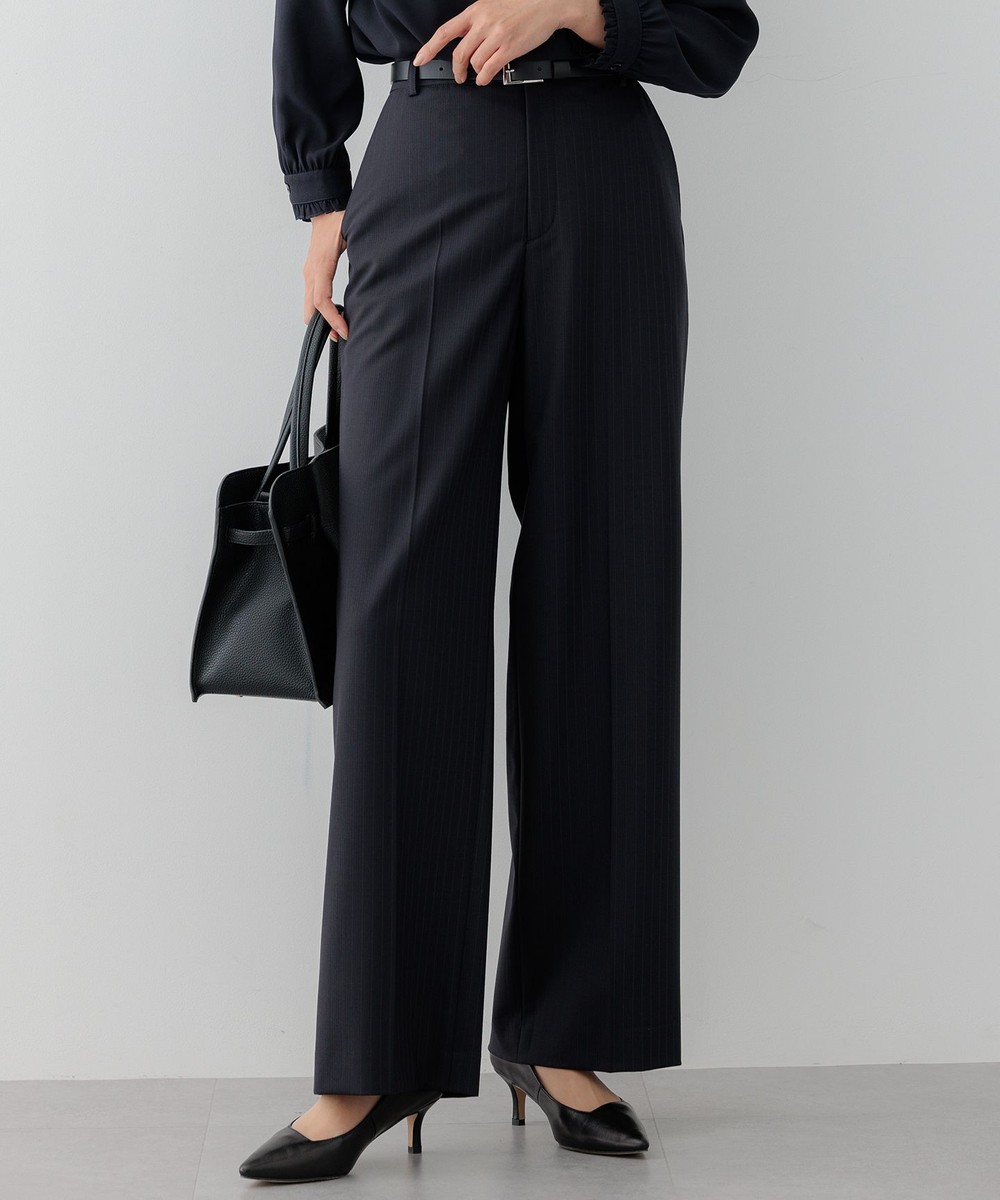 【オンワード】 23区>パンツ 【セットアップ対応】ラフィーネウール ワイドパンツ ネイビーストライプ 38 レディース 【オンワード】 23区>パンツ 【セットアップ対応】ラフィーネウール ワイドパンツ ネイビーストライプ 38 レディース