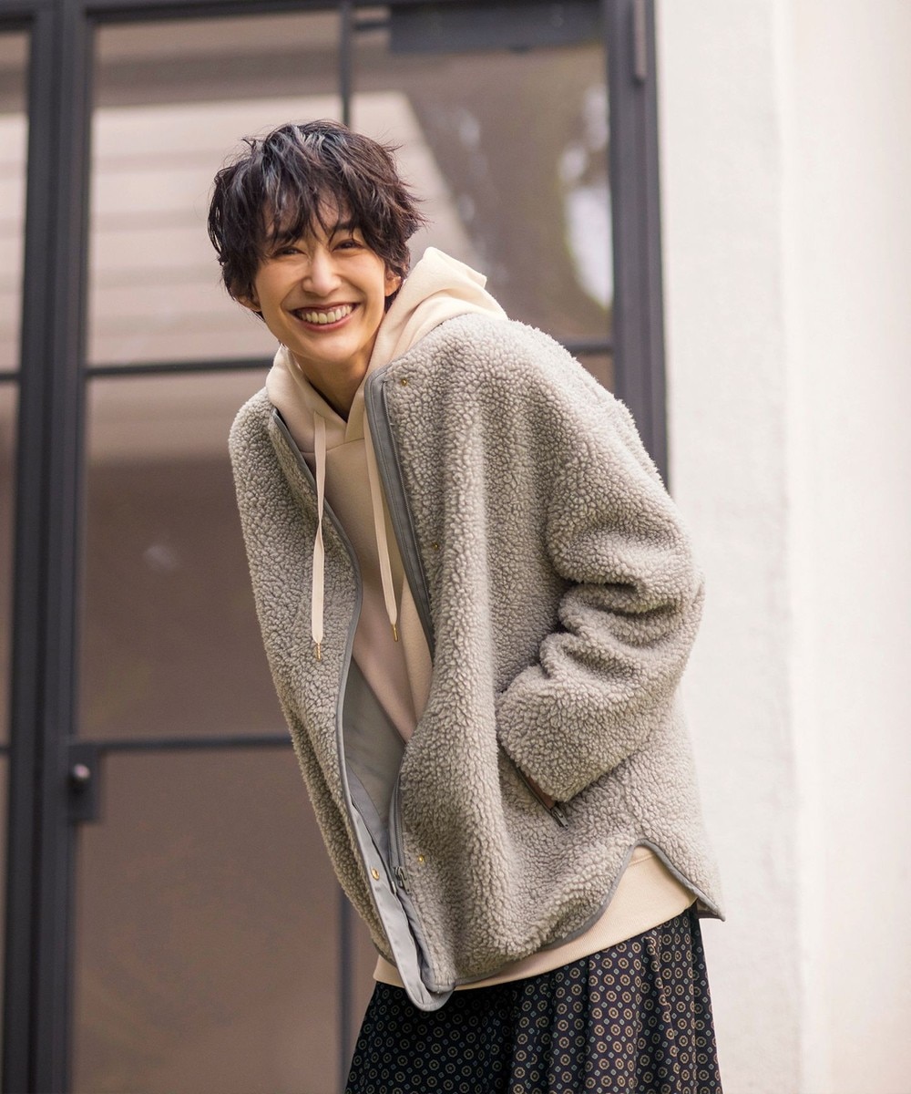 【オンワード】 any FAM L>トップス 【起毛・洗える】柔らかウォームスウェット パーカ チャコール 4 レディース 【送料無料】