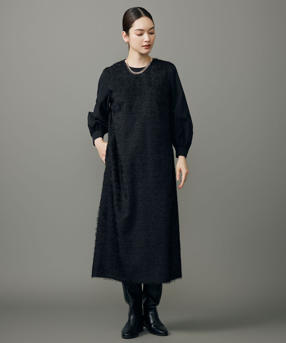 【オンワード】 自由区>ワンピース 【カタログ掲載】ループカットジャカード ワンピース ブラック 38 レディース