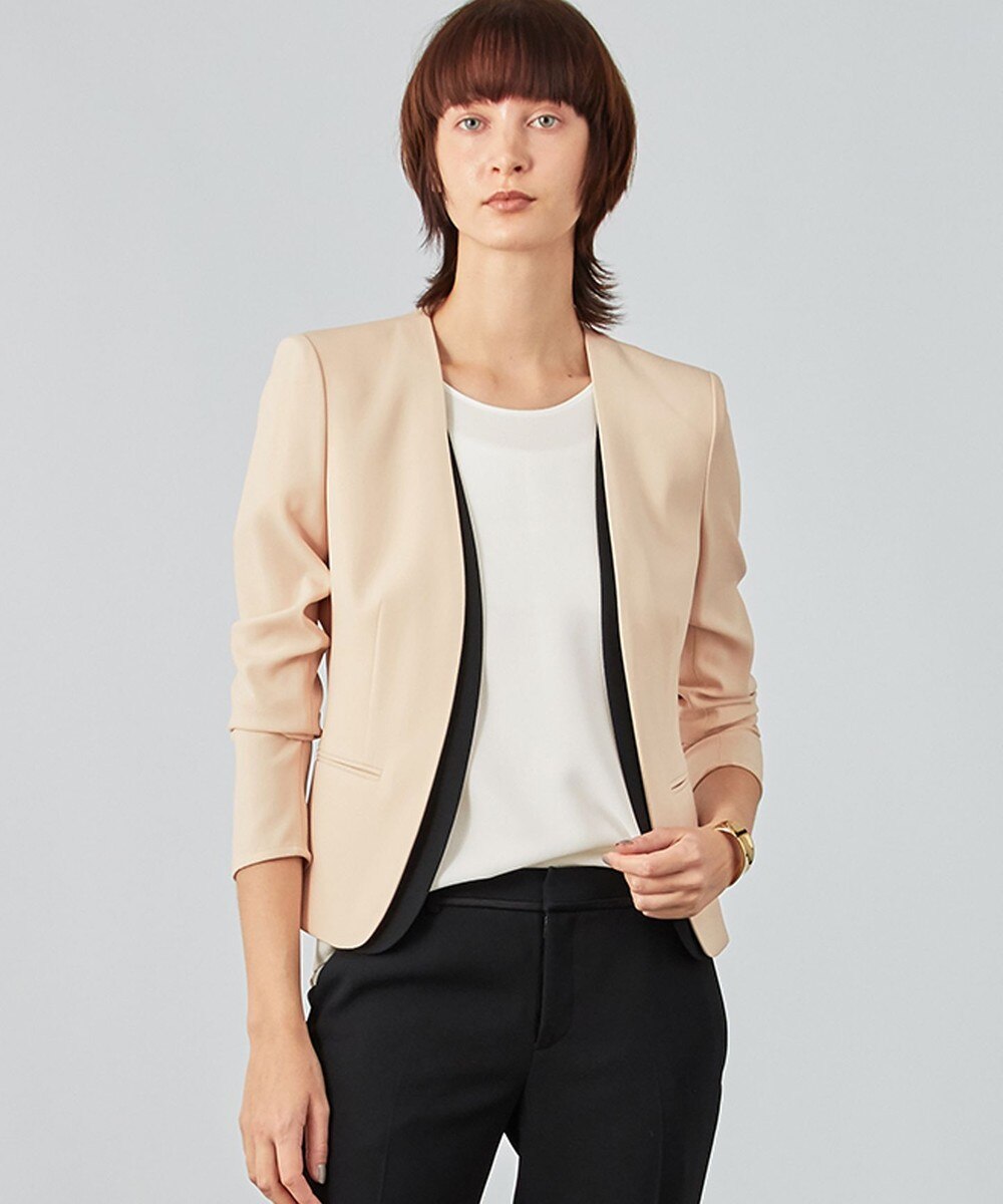 【オンワード】 BEIGE,>ジャケット/アウター CINDY / ノーカラージャケット Black×Black 2 レディース 【送料無料】