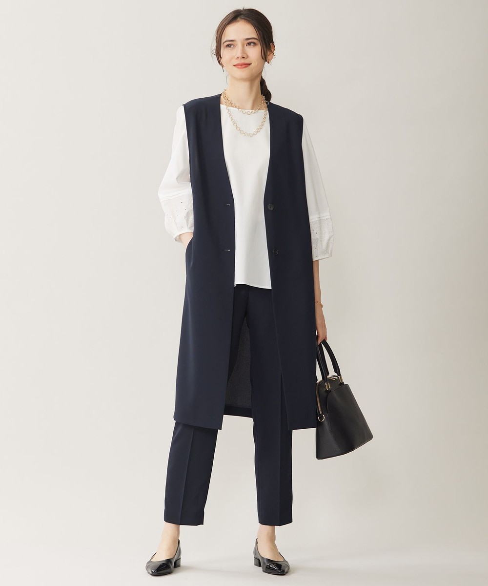 【オンワード】 自由区 S(小さいサイズ)>トップス 【セットアップ対応・UVカット・接触冷感・洗える】ライトストレッチ ジレ ネイビー 32 レディース 【オンワード】 自由区 S(小さいサイズ)>トップス 【セットアップ対応・UVカット・接触冷感・洗える】ライトストレッチ ジレ ネイビー 32 レディース