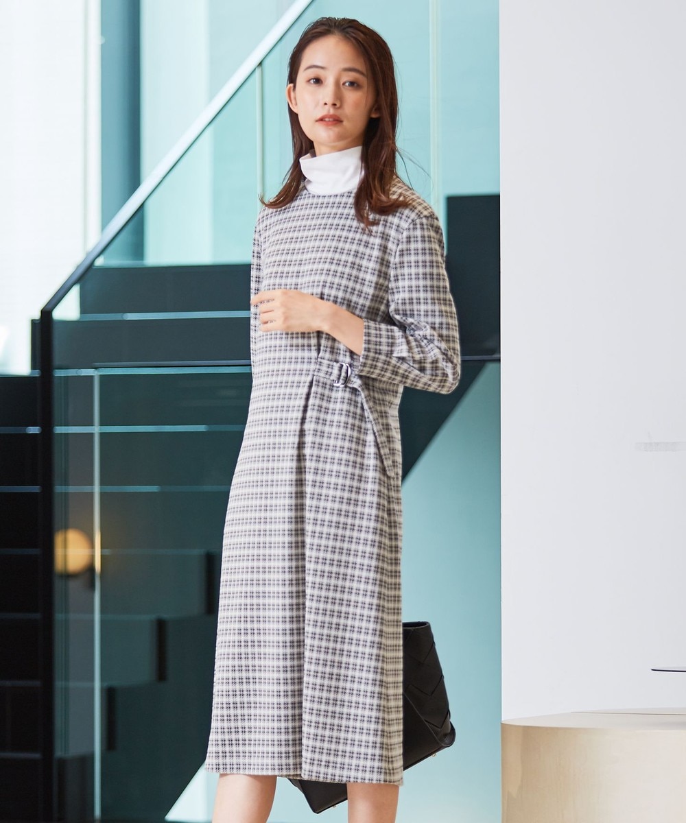 【オンワード】 J.PRESS LADIES>ワンピース 【WEB限定・洗える】チェックジャガード ワンピース ライトグレー 11 レディース 【送料無料】