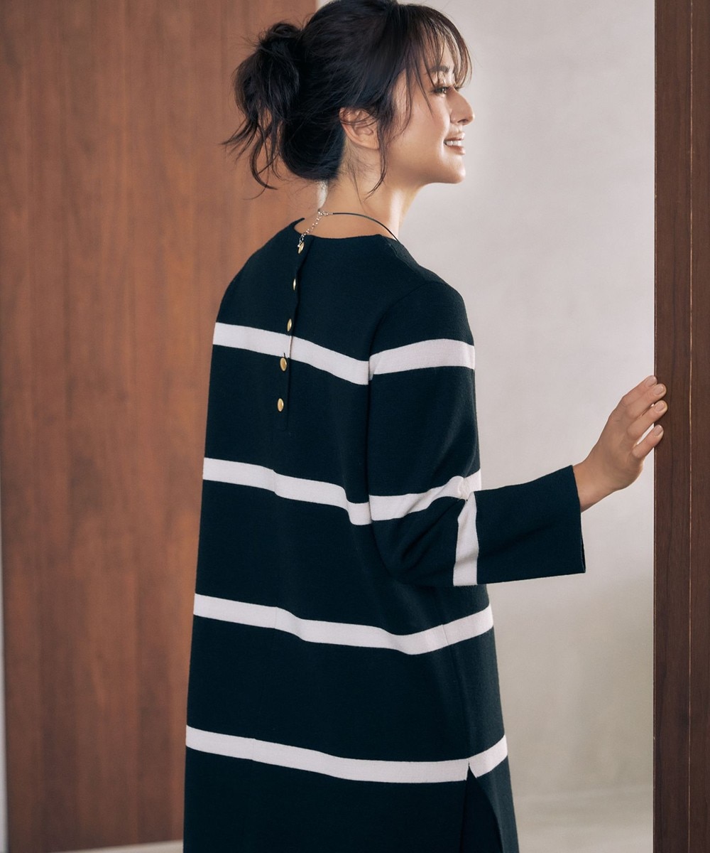 【オンワード】 自由区>トップス 【セットアップ対応・洗える】ウールミラノボーダーチュニック丈 ニット ブラック×シャンパンベージュ 38 レディース 【オンワード】 自由区>トップス 【セットアップ対応・洗える】ウールミラノボーダーチュニック丈 ニット ブラック×シャンパンベージュ 38 レディース