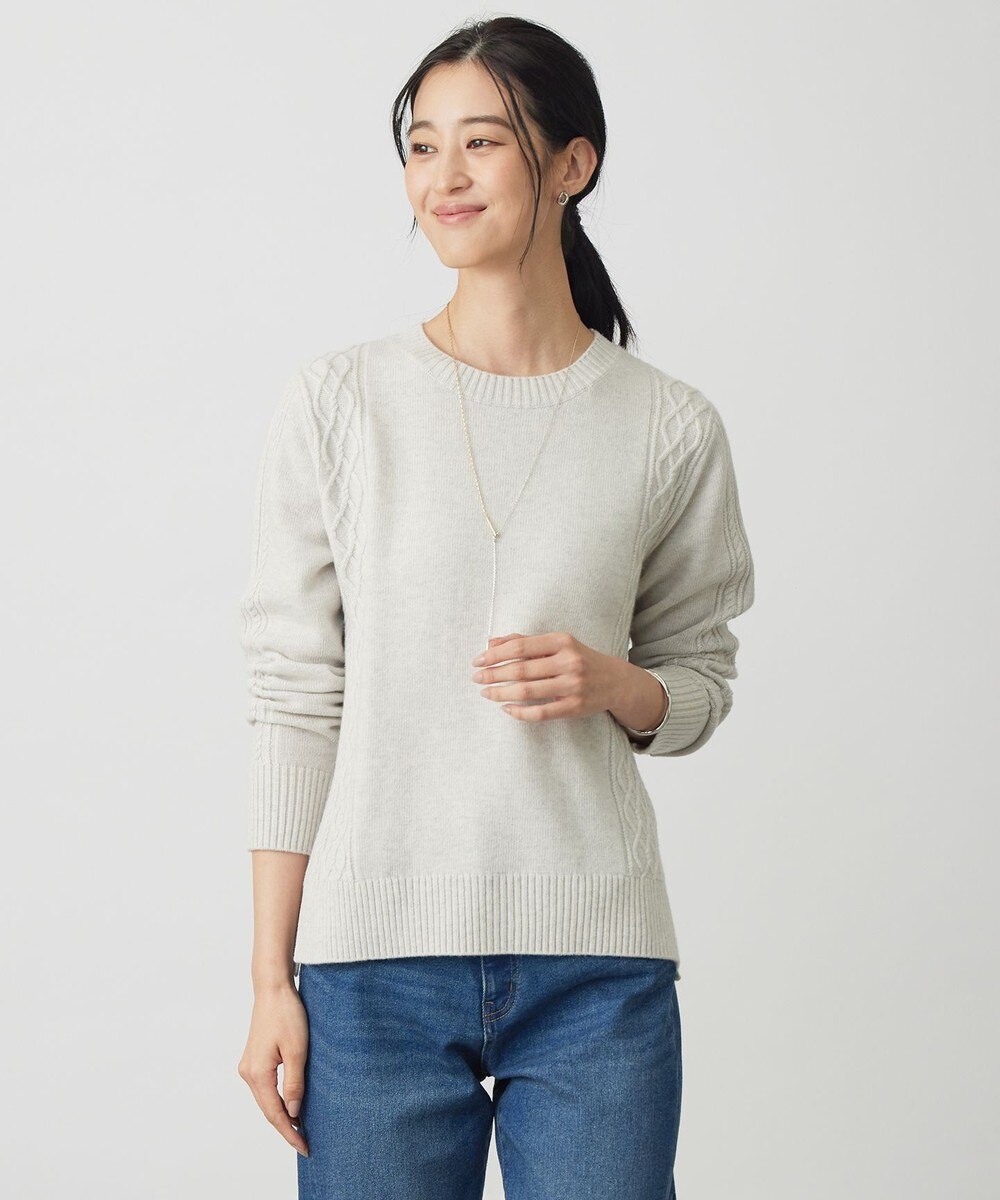 【オンワード】 J.PRESS LADIES S（小さいサイズ）>トップス 【WEB限定カラーあり】CAT クルーネック ニット ライトグレー S レディース