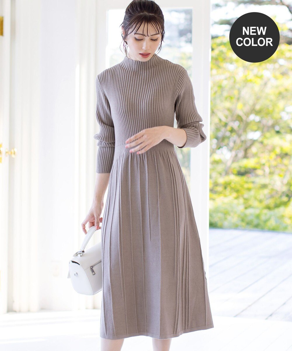 【洗える】1着でオシャレ感が出せるニットプリーツワンピース