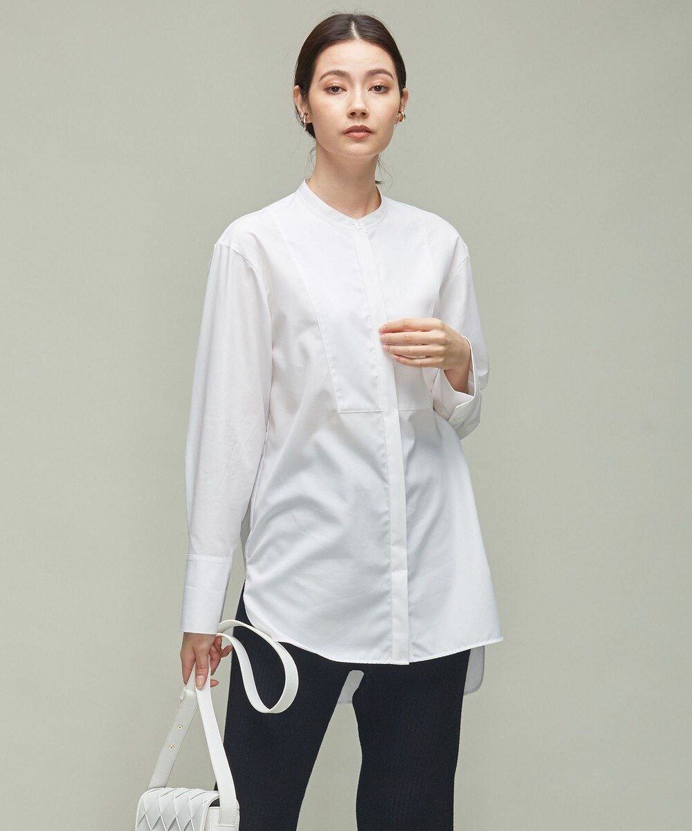 【オンワード】 ICB>トップス 【マガジン掲載】 コットンシャーティング ブザムシャツ(番号CG35) ダルブルー 4 レディース 【送料無料】