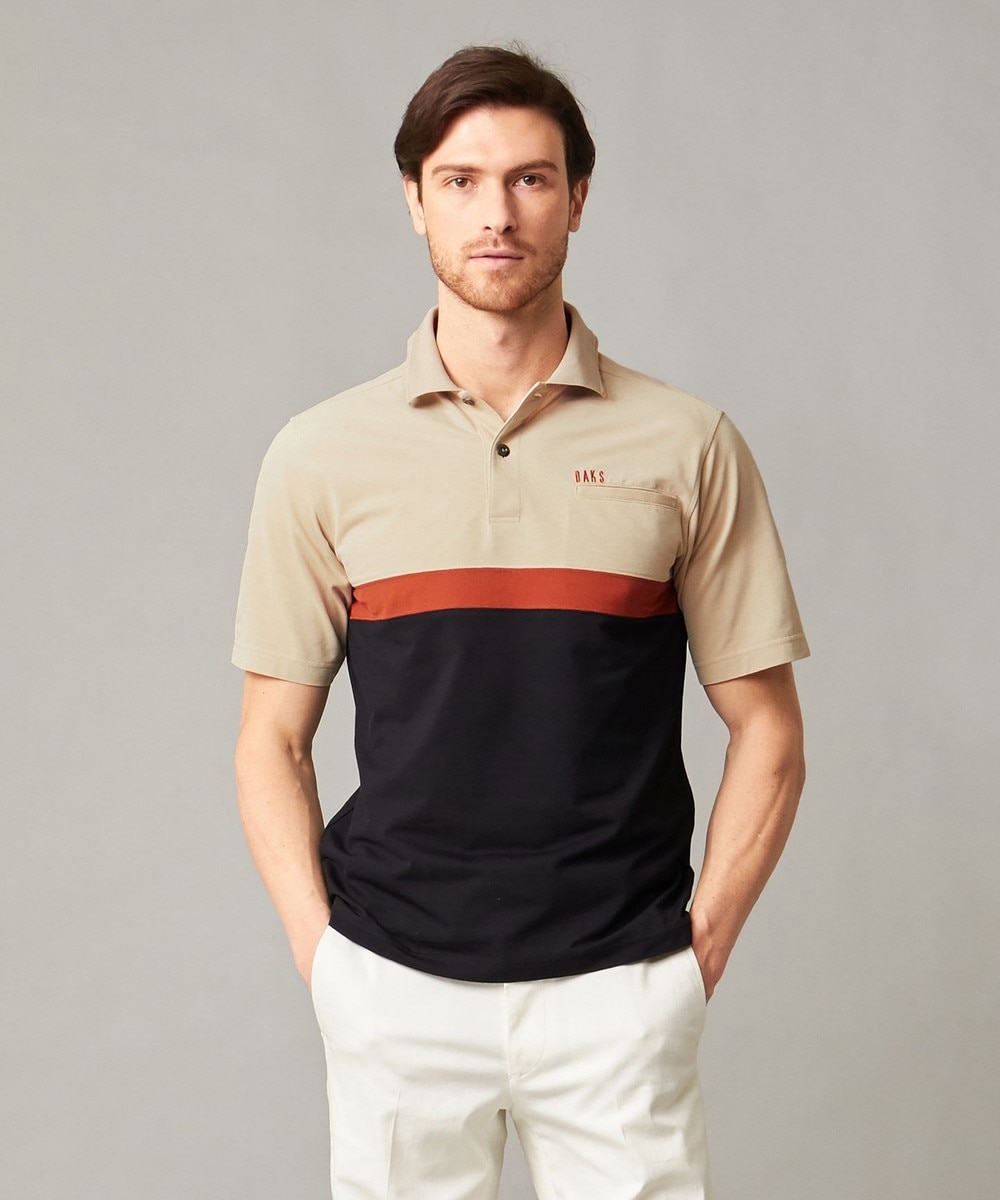 【オンワード】 DAKS>トップス 【WEB&一部店舗限定】ハウスカラーブロック ハイゲージカノコ ポロシャツ ブラック S メンズ 【送料無料】