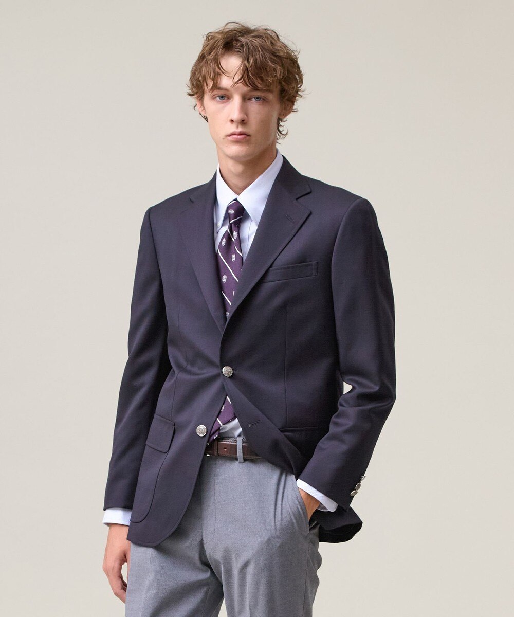 【オンワード】 J.PRESS MEN>ジャケット/アウター 【定番】クリアサージ 3Bブレザー / 銀釦 / 総裏 / Authentic-Fit ネイビー B7 メンズ