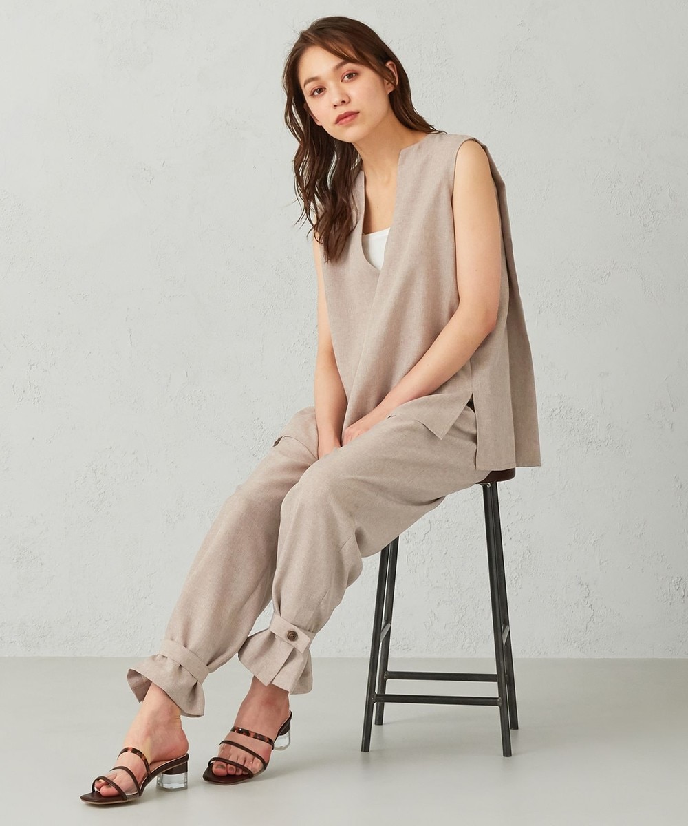 【オンワード】 Feroux>パンツ 【sont. by Feroux】リネンライク パンツ グレージュ 2 レディース 【送料無料】