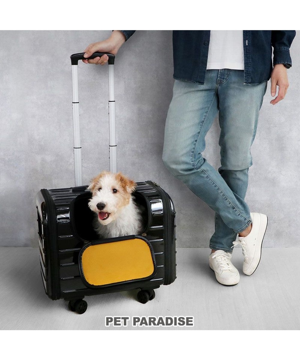 PET PARADISE>ペットグッズ キャリーバッグ キャスター付き 4輪 カート【小型犬】 ハード ブラック 黒 - 【送料無料】
