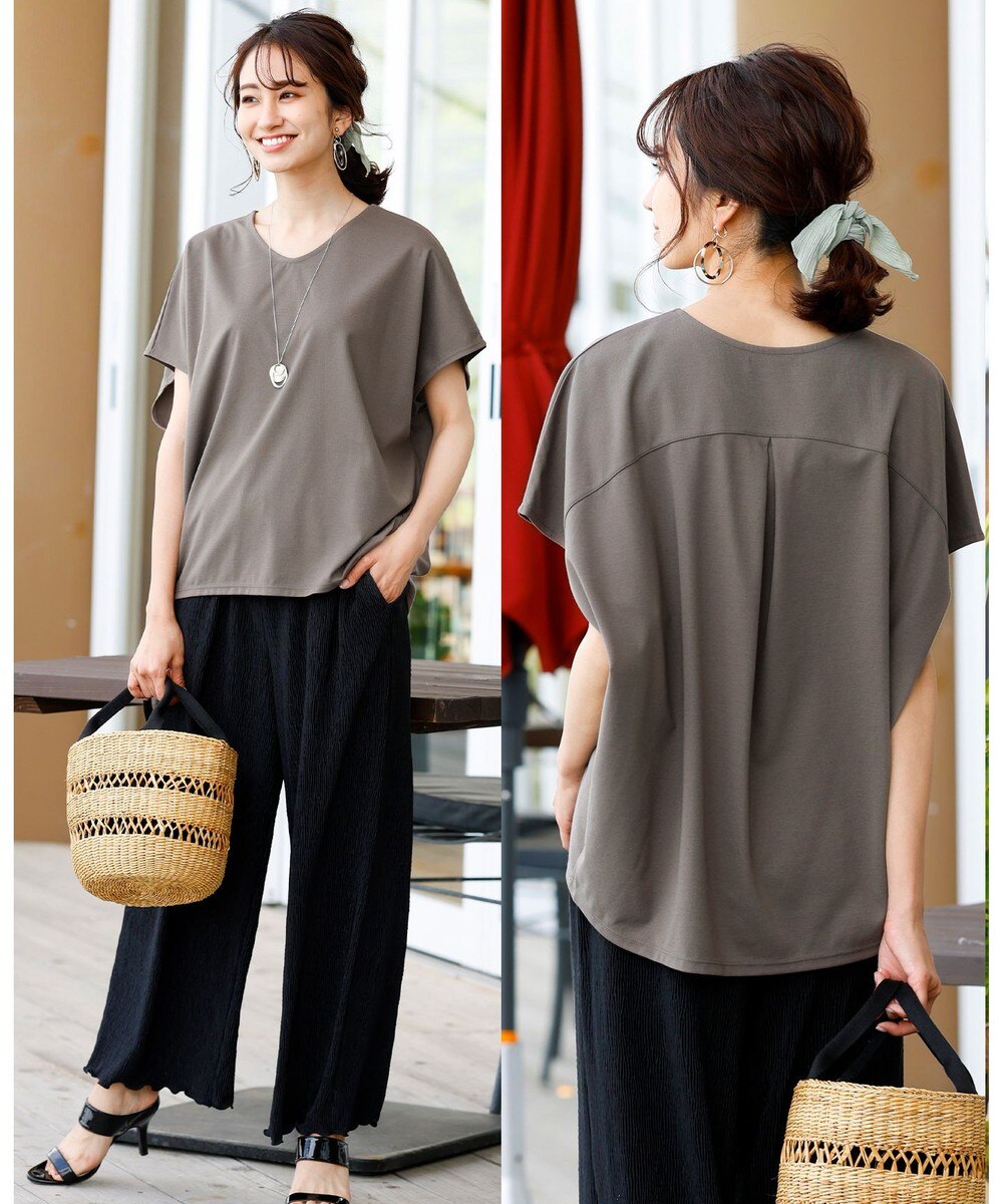 【撥水加工・洗える】大人上品なドルマンスリーブトップス