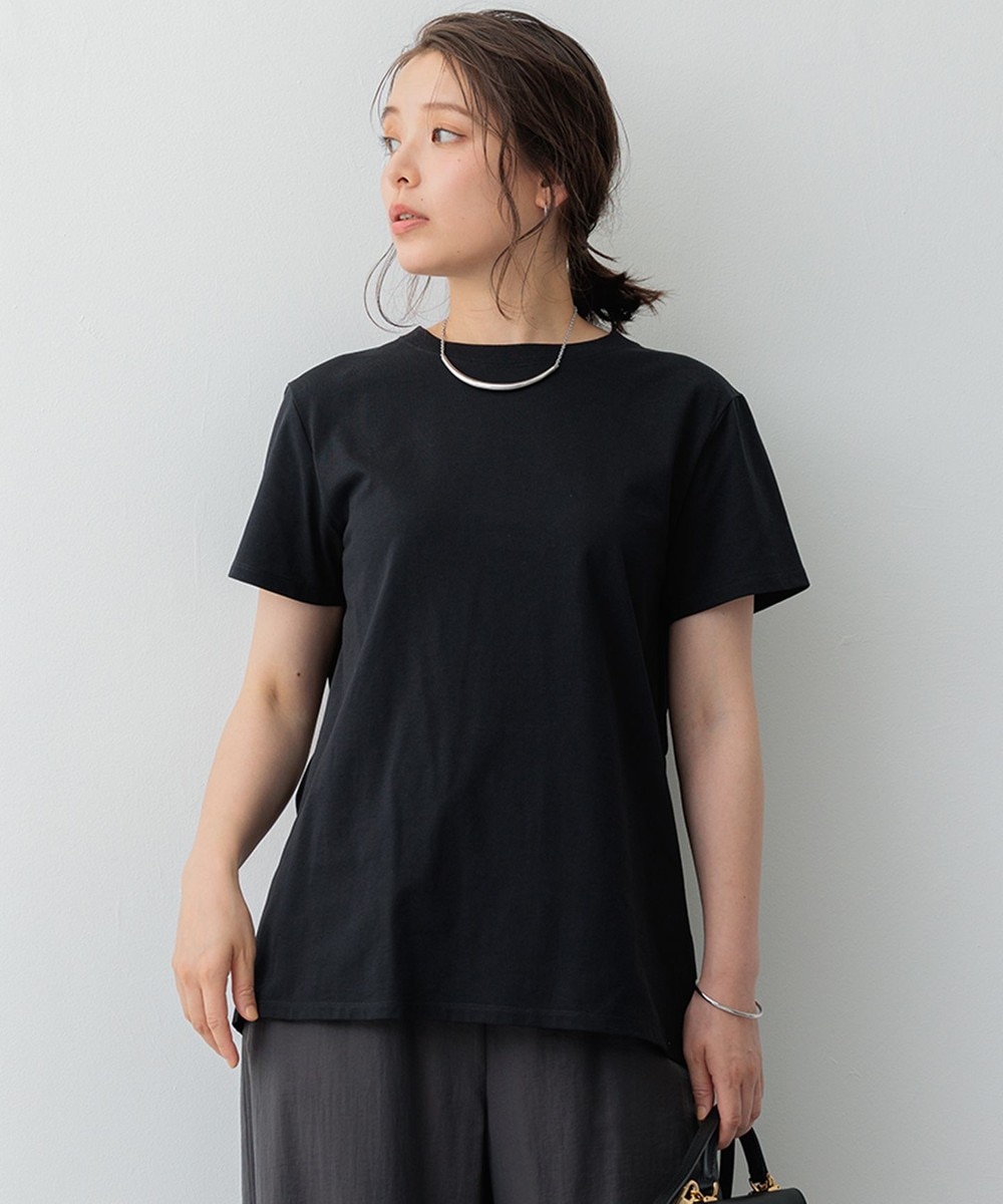 【オンワード】 23区>トップス 【SLOW/一部店舗限定】MVSコットン バックデザイン Tシャツ ブラック 38 レディース