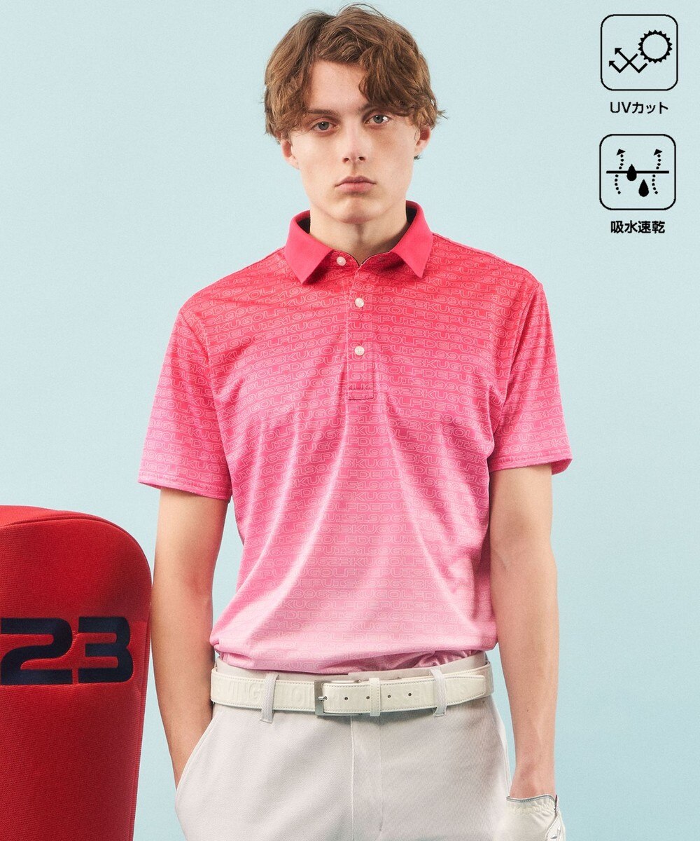 【オンワード】 23区GOLF>トップス 【MEN】【UVケア/吸水速乾】グラデーションロゴ 半袖ポロシャツ ピンク L メンズ