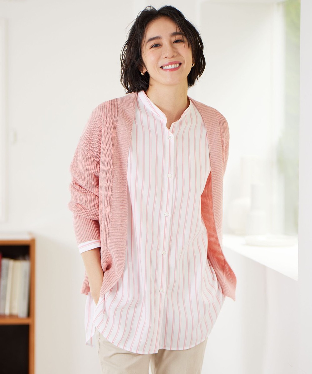 【オンワード】 自由区>トップス 【WEB限定カラーあり・洗える】リネンミドルゲージニット カーディガン ライトピンク 38 レディース 【オンワード】 自由区>トップス 【WEB限定カラーあり・洗える】リネンミドルゲージニット カーディガン ライトピンク 38 レディース