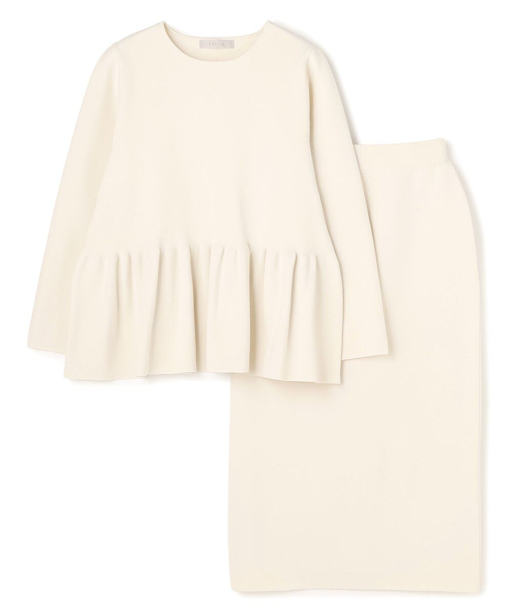 【オンワード】 UNFILO L（大きいサイズ）>ワンピース 【軽量/アンチピリング】BEAUTY FORM KNIT ペプラムセットアップ グレージュ XL レディース