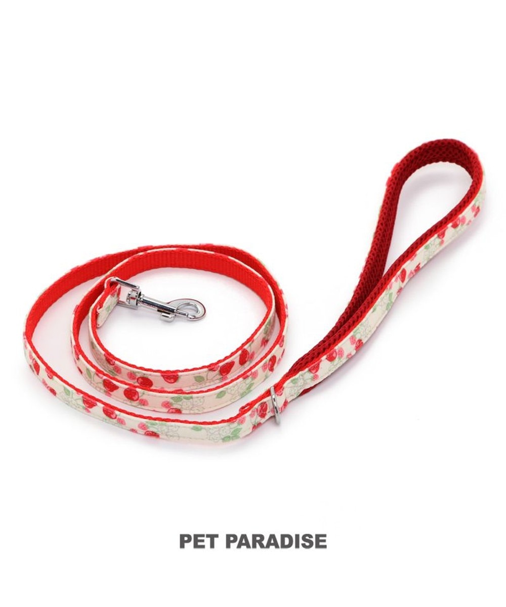 PET PARADISE>ペットグッズ ペットパラダイス 苺柄 リード ペットSS~S〔小型犬〕 赤 Ｐ／8ｋの大画像