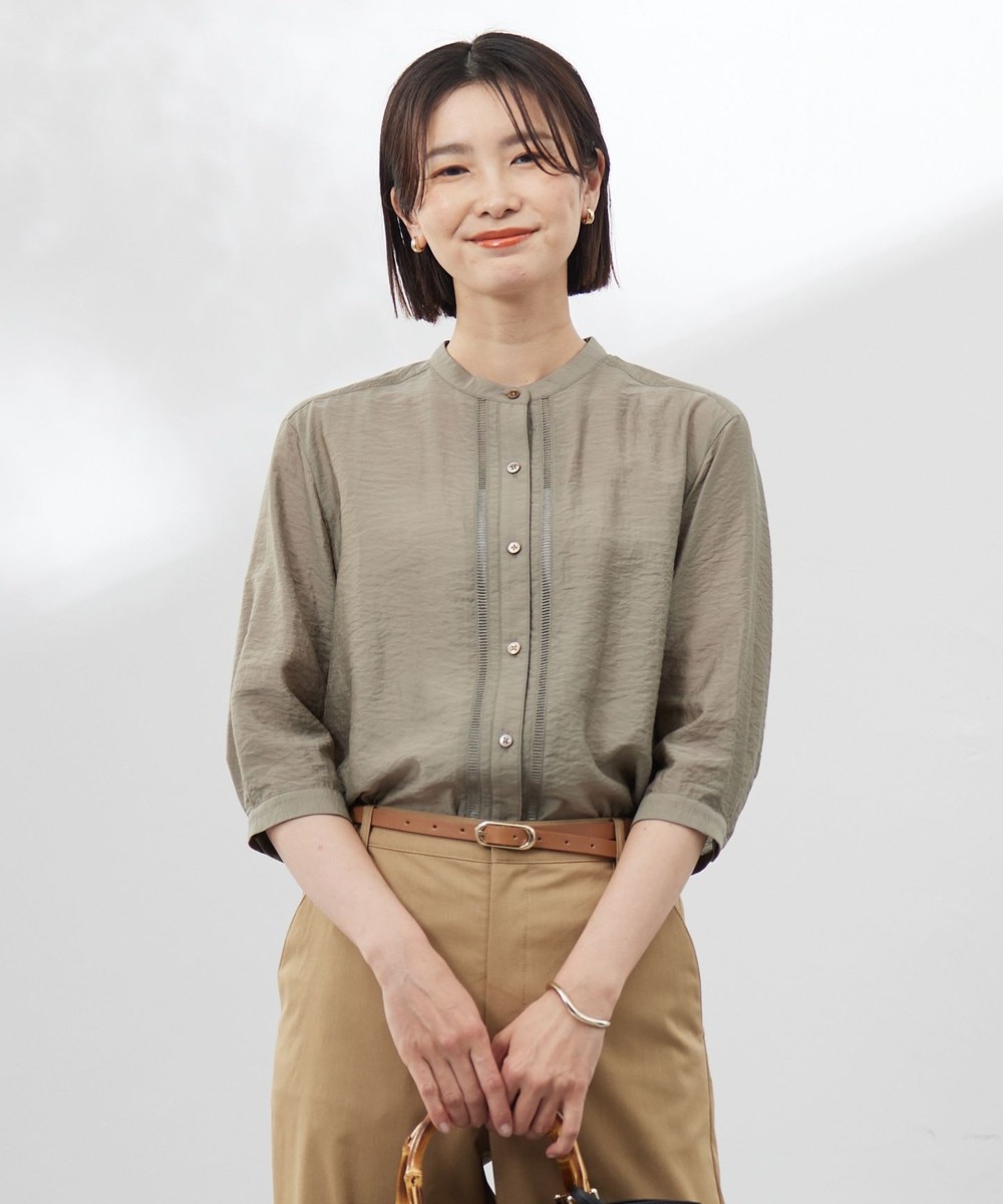 【オンワード】 J.PRESS LADIES L(大きいサイズ)>トップス 【WEB限定カラーあり・洗える】Sheer Vis リネン バンドカラー ブラウス モカカーキ T13 レディース 【オンワード】 J.PRESS LADIES L(大きいサイズ)>トップス 【WEB限定カラーあり・洗える】Sheer Vis リネン バンドカラー ブラウス モカカーキ T13 レディース