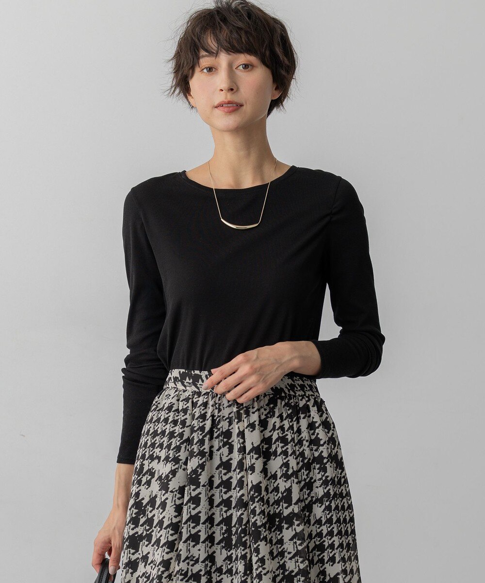 【オンワード】 23区 L（大きいサイズ）>トップス 【洗える】シアーレイヤード カットソー ブラック 48 レディース