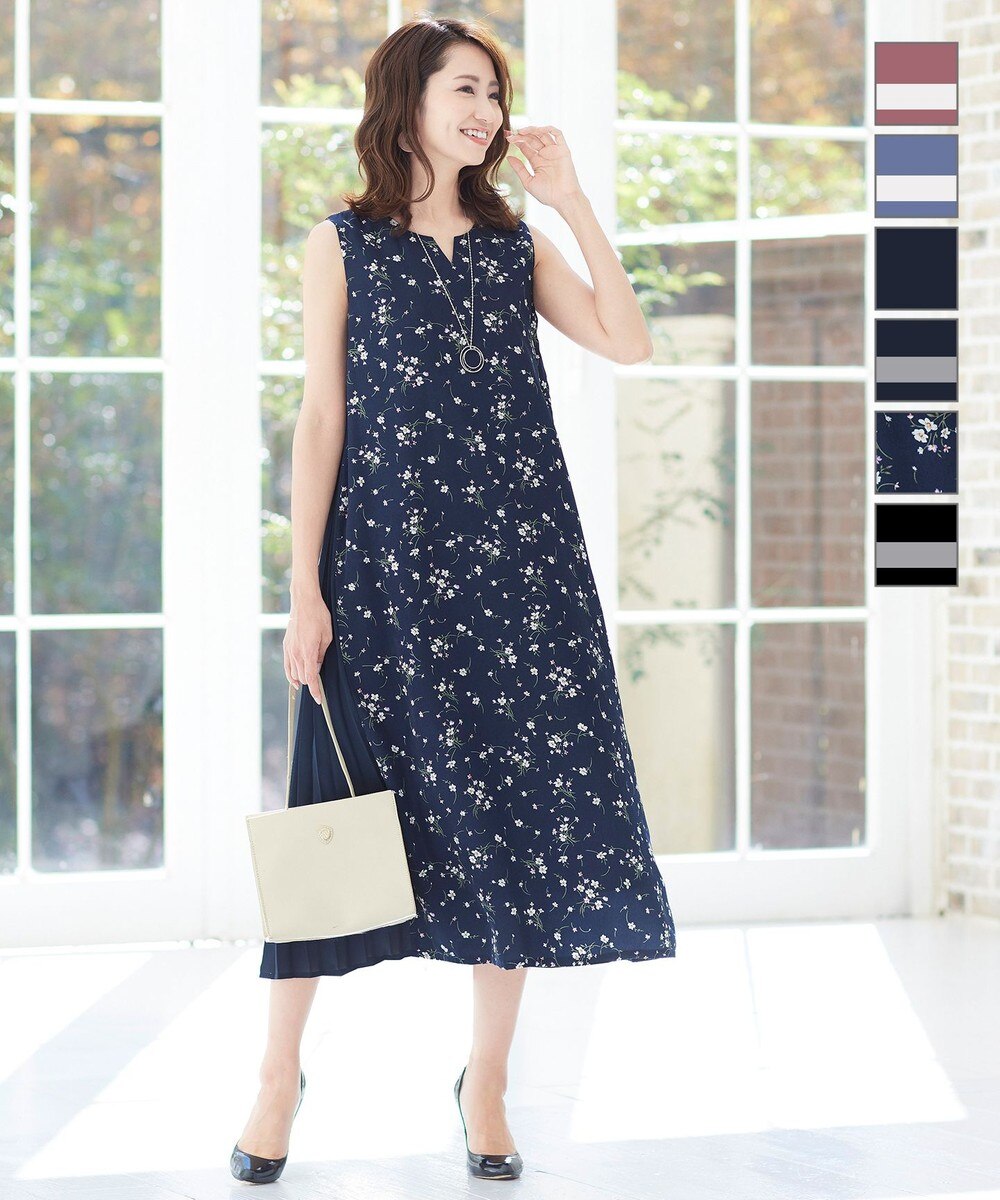 【洗える・2WAY】体型カバーも叶うサイドプリーツワンピース