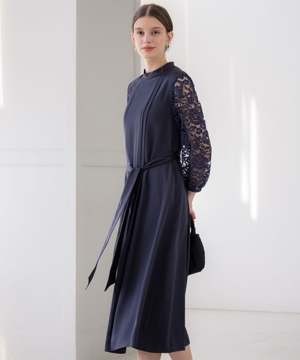 【オンワード】 23区 S(小さいサイズ)>ワンピース 【APPLAUDIR】ノーブルサテン レースコンビドレス ネイビー 34 レディース 【オンワード】 23区 S(小さいサイズ)>ワンピース 【APPLAUDIR】ノーブルサテン レースコンビドレス ネイビー 34 レディース