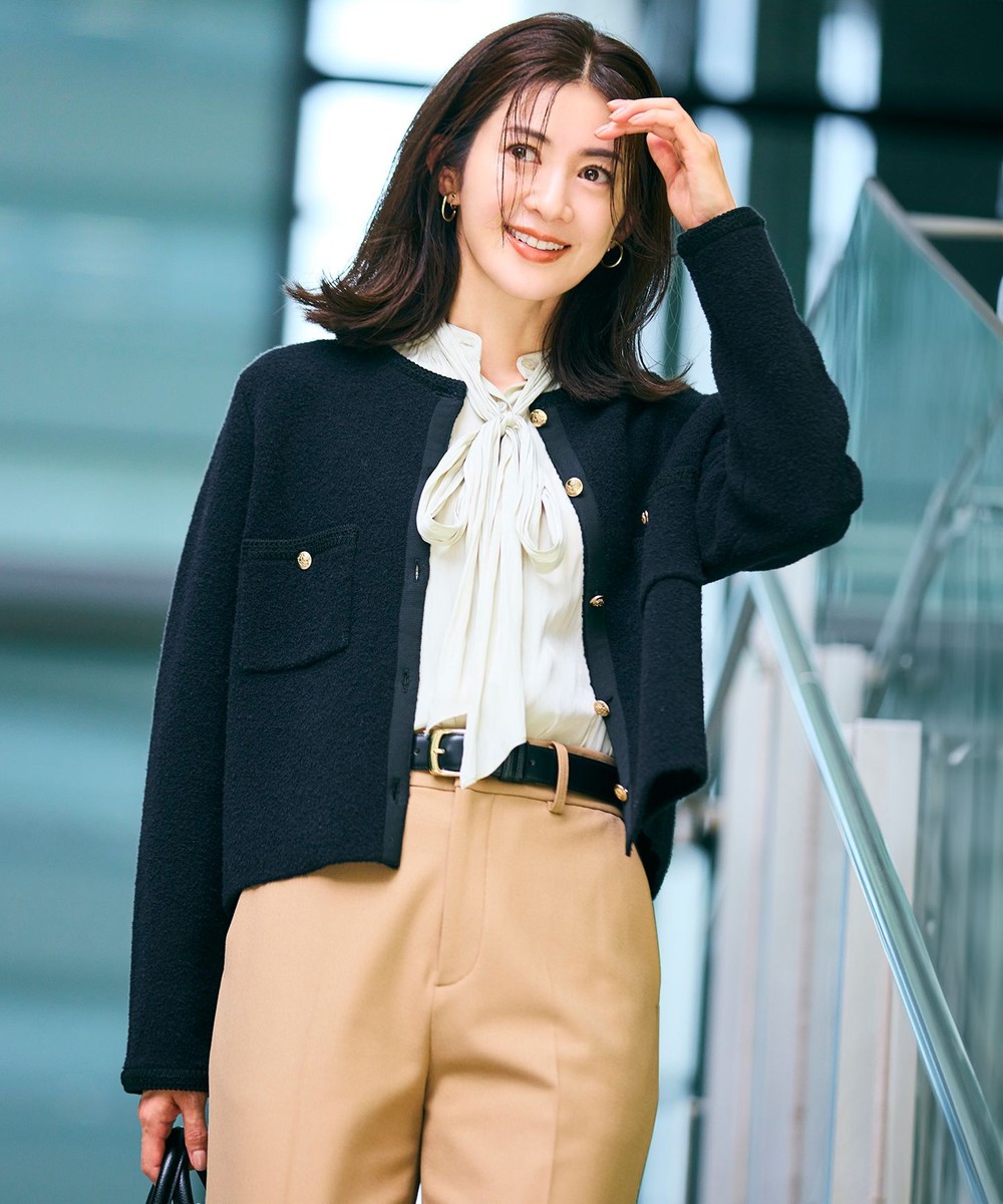 【オンワード】 23区 L(大きいサイズ)>トップス 【洗える】ミニブークレニット カーディガン ブラック 44 レディース 【オンワード】 23区 L(大きいサイズ)>トップス 【洗える】ミニブークレニット カーディガン ブラック 44 レディース