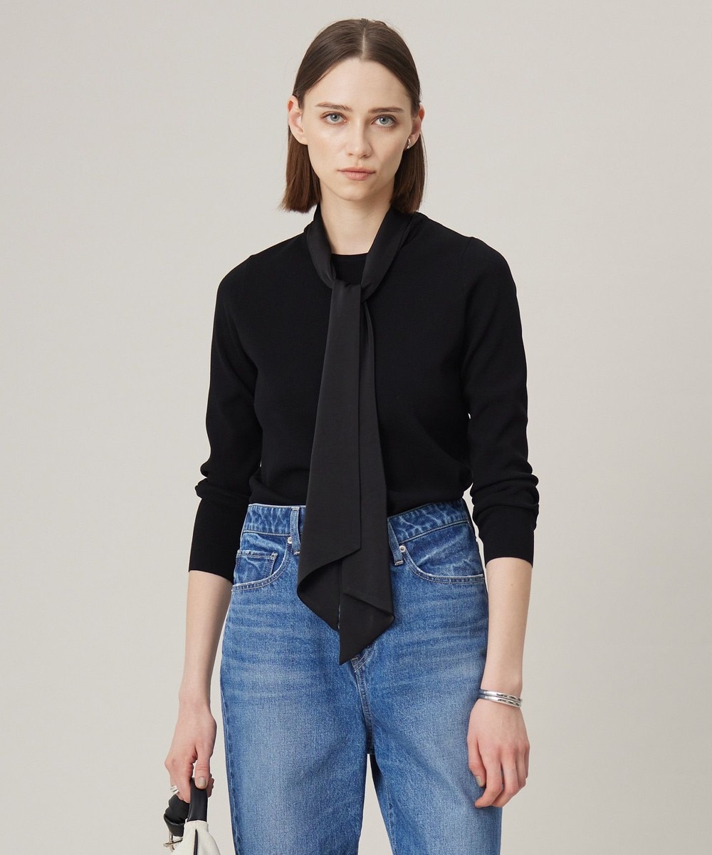 【オンワード】 ICB L(大きいサイズ)>トップス 【洗える】 クロスコンビ ボウタイニット ブラック XL レディース 【オンワード】 ICB L(大きいサイズ)>トップス 【洗える】 クロスコンビ ボウタイニット ブラック XL レディース