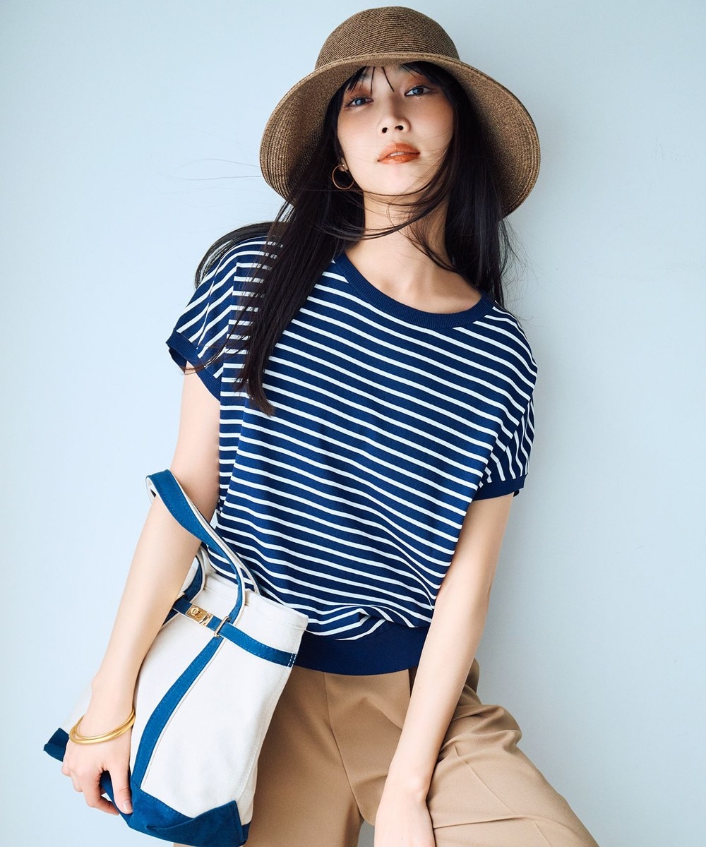 【オンワード】 UNFILO>トップス 【洗える/UVケア/接触冷感】スゴ機能 コンパクトニットT ネイビー×オフ M レディース 【オンワード】 UNFILO>トップス 【洗える/UVケア/接触冷感】スゴ機能 コンパクトニットT ネイビー×オフ M レディース