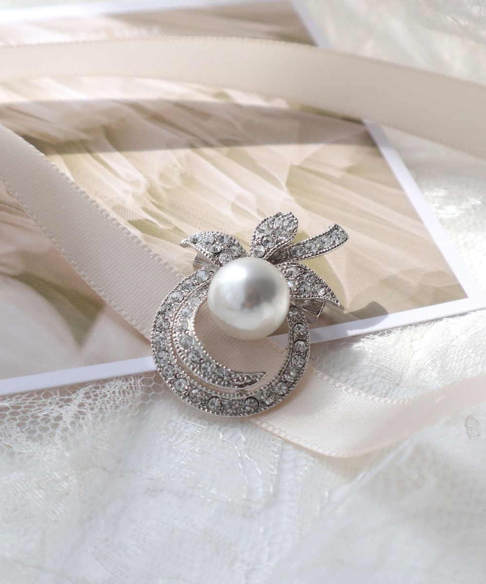 一粒真珠 装飾 シルバー製 ブローチ