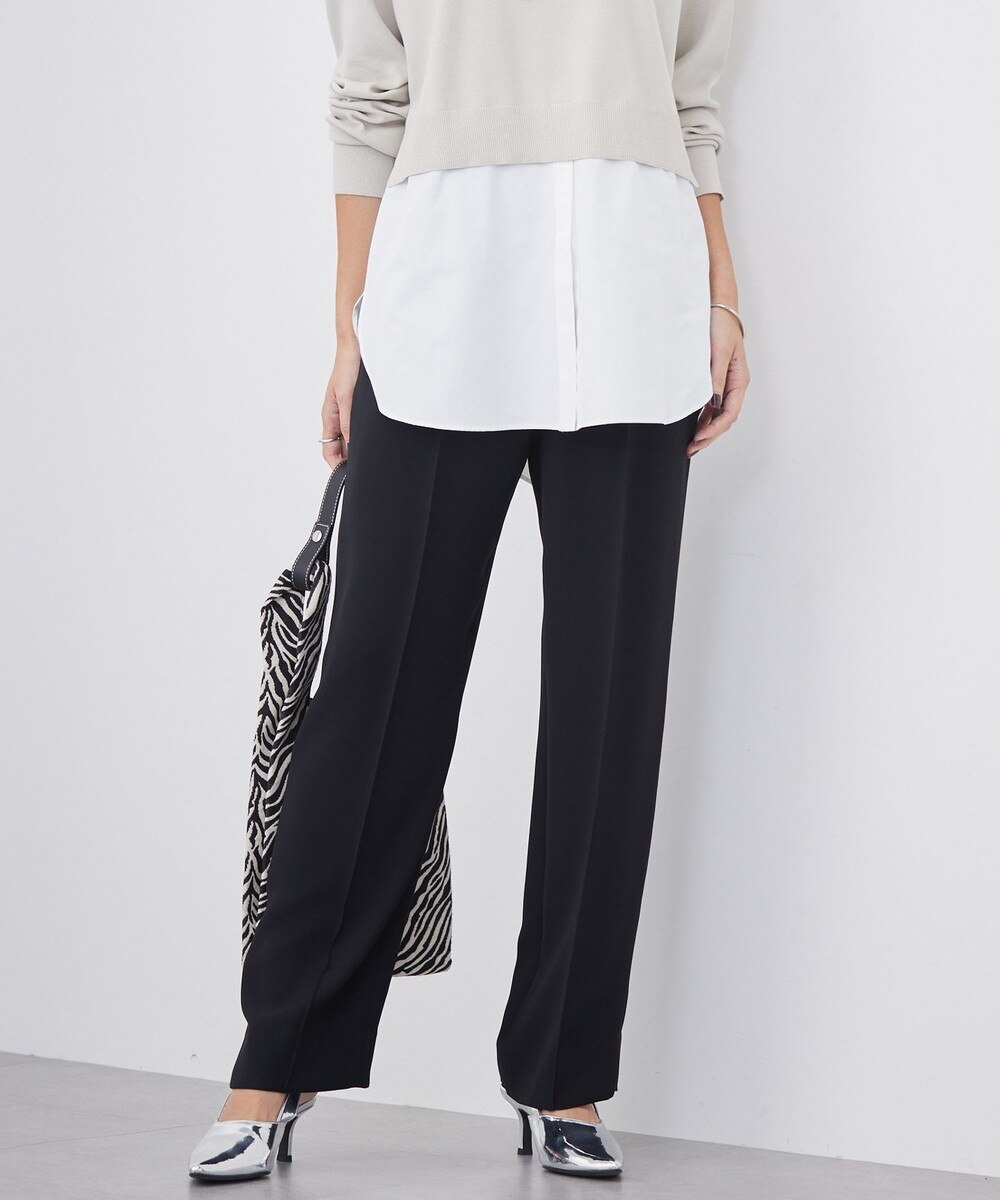 【オンワード】 ICB>パンツ 【洗える】ライトダブルクロス ストレートパンツ ブラック 2 レディース 【オンワード】 ICB>パンツ 【洗える】ライトダブルクロス ストレートパンツ ブラック 2 レディース