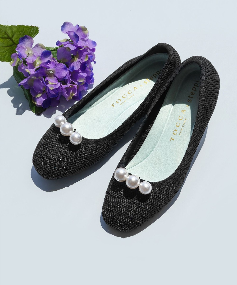 【オンワード】 TOCCA>シューズ 【軽量・撥水・お洗濯可・選べるシュークリップ】steppi×TOCCA BALLET PUMPS パンプス ブラック×パール 6H レディース 【オンワード】 TOCCA>シューズ 【軽量・撥水・お洗濯可・選べるシュークリップ】steppi×TOCCA BALLET PUMPS パンプス ブラック×パール 6H レディース