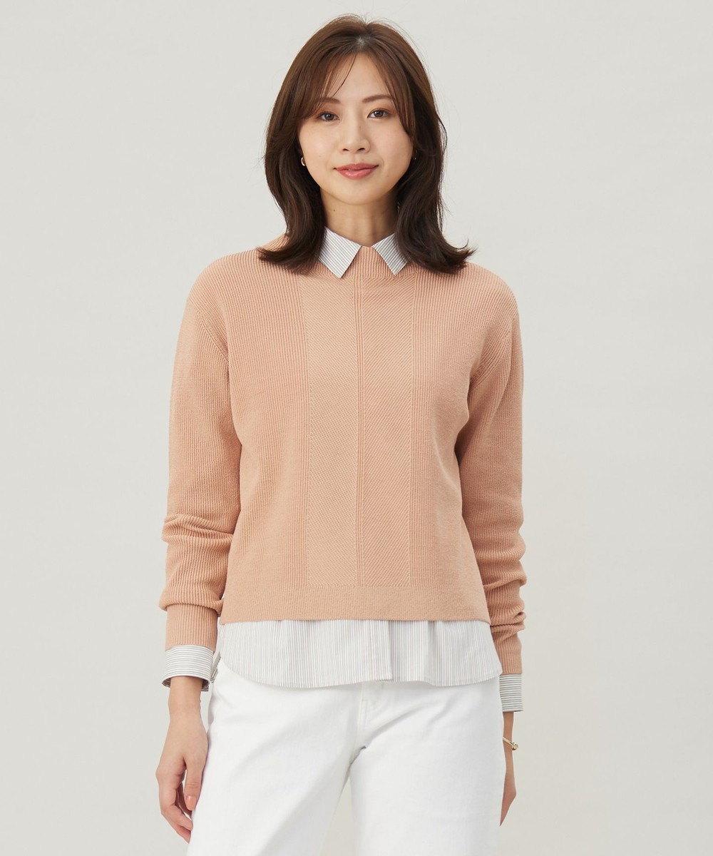 【オンワード】 J.PRESS LADIES>トップス 【洗える】CLEAR COTTON BLEND ボトルネック ニット ピンク M レディース