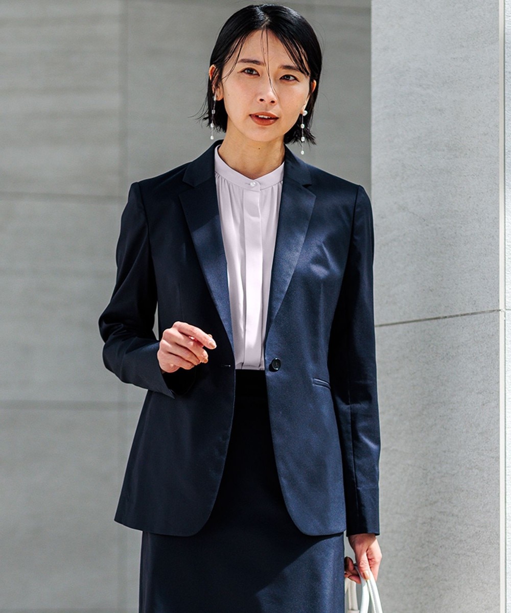 【オンワード】 23区>ジャケット/アウター 【セットアップ対応/洗える】グロッシーコットンシャンブレー テーラード ジャケット ネイビー 36 レディース 【オンワード】 23区>ジャケット/アウター 【セットアップ対応/洗える】グロッシーコットンシャンブレー テーラード ジャケット ネイビー 36 レディース