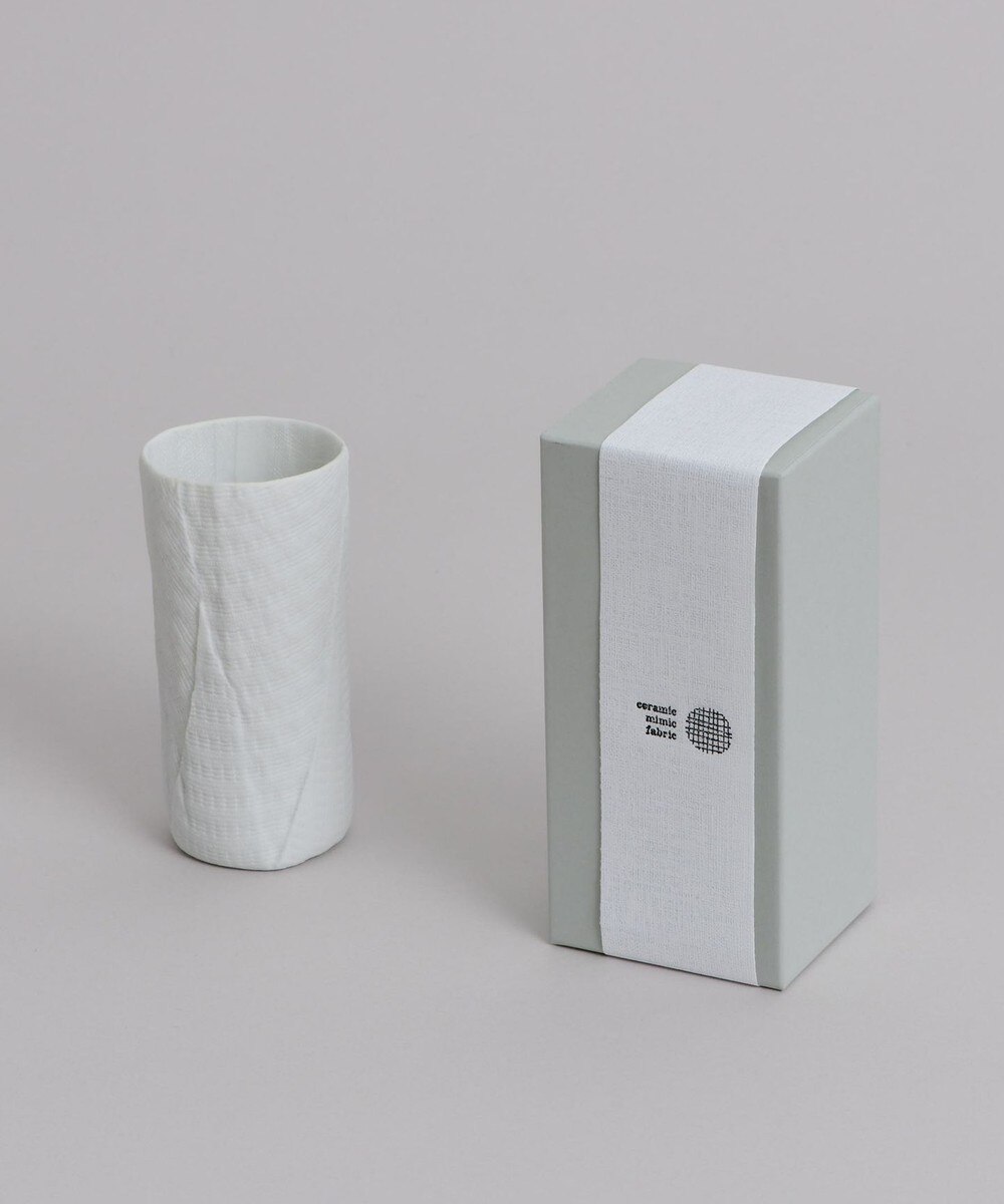 ceramic mimic fabric>インテリア 花瓶リネン S ホワイト S