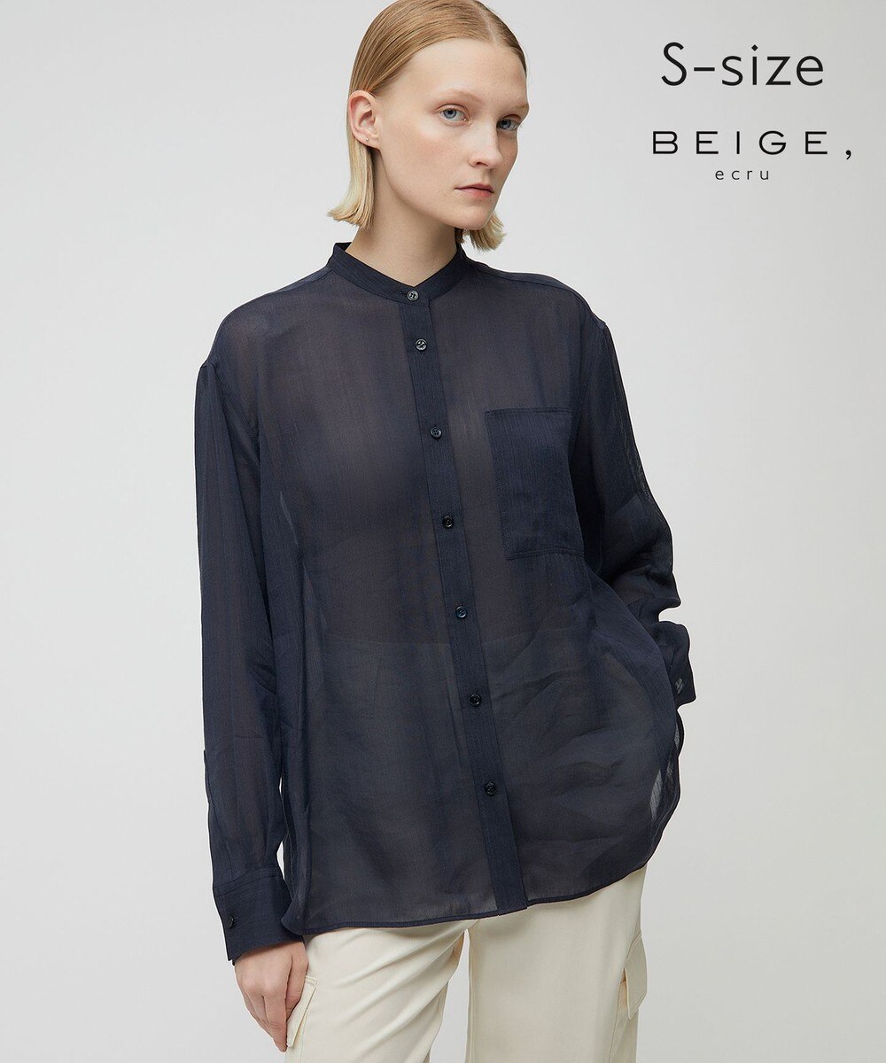 BEIGE>トップス 【S-size】GENTIAN / スタンドカラーシャツ Navy 32 レディース 【送料無料】