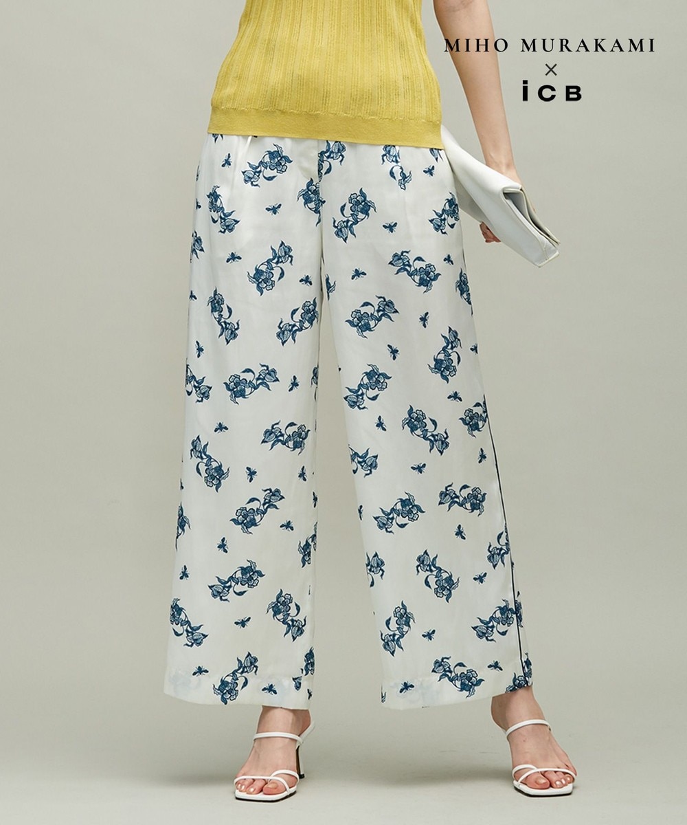 【オンワード】 ICB L>パンツ 【MIHO MURAKAMIさんコラボ】コラボプリント パンツ アイボリー 42 レディース 【送料無料】