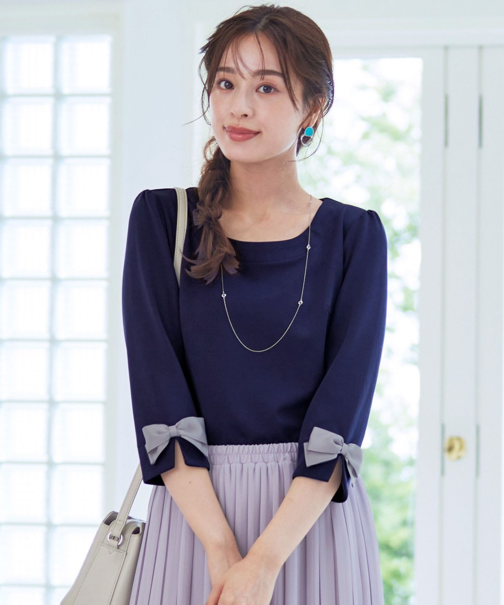 【洗える】グログランリボンカットトップス