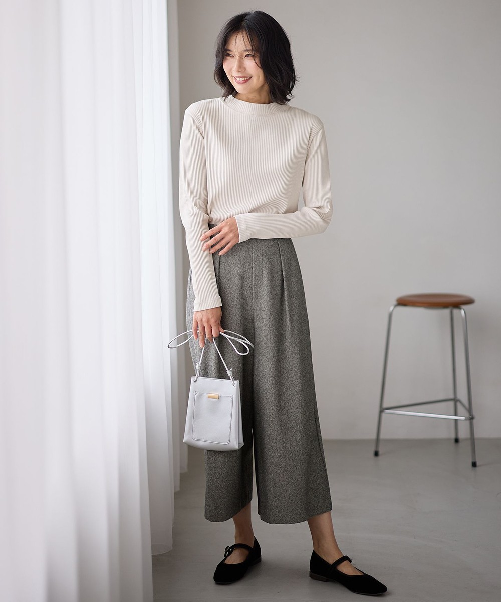 【オンワード】 ANY>パンツ 【洗濯機可/ウエストゴム】ライトツイードワイドパンツ ライトグレー 1 レディース 【オンワード】 ANY>パンツ 【洗濯機可/ウエストゴム】ライトツイードワイドパンツ ライトグレー 1 レディース