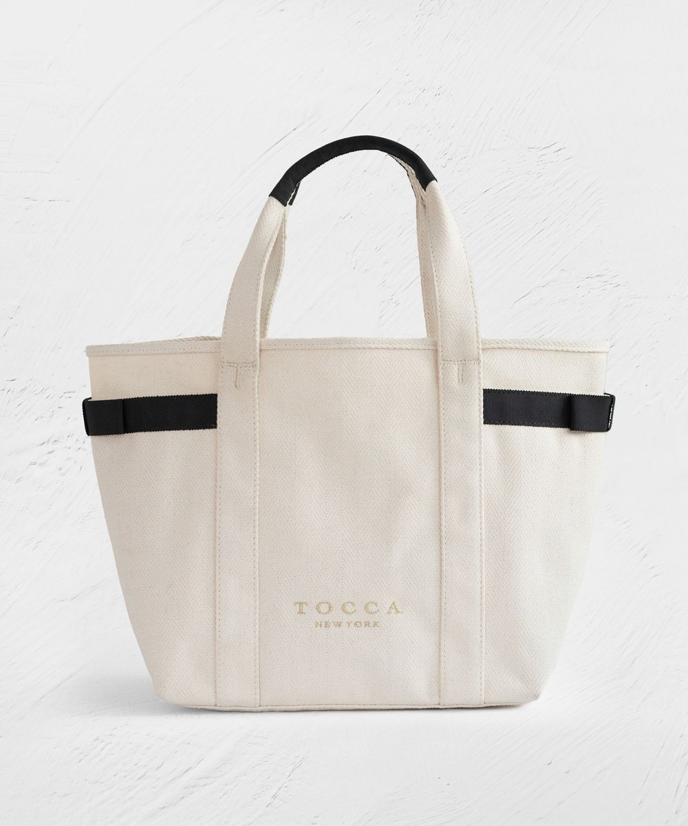 【オンワード】 TOCCA>バッグ 【A4サイズ対応】SIDE RIBBON CANVASTOTE トートバッグ オフ×ブラック F レディース 【オンワード】 TOCCA>バッグ 【A4サイズ対応】SIDE RIBBON CANVASTOTE トートバッグ オフ×ブラック F レディース
