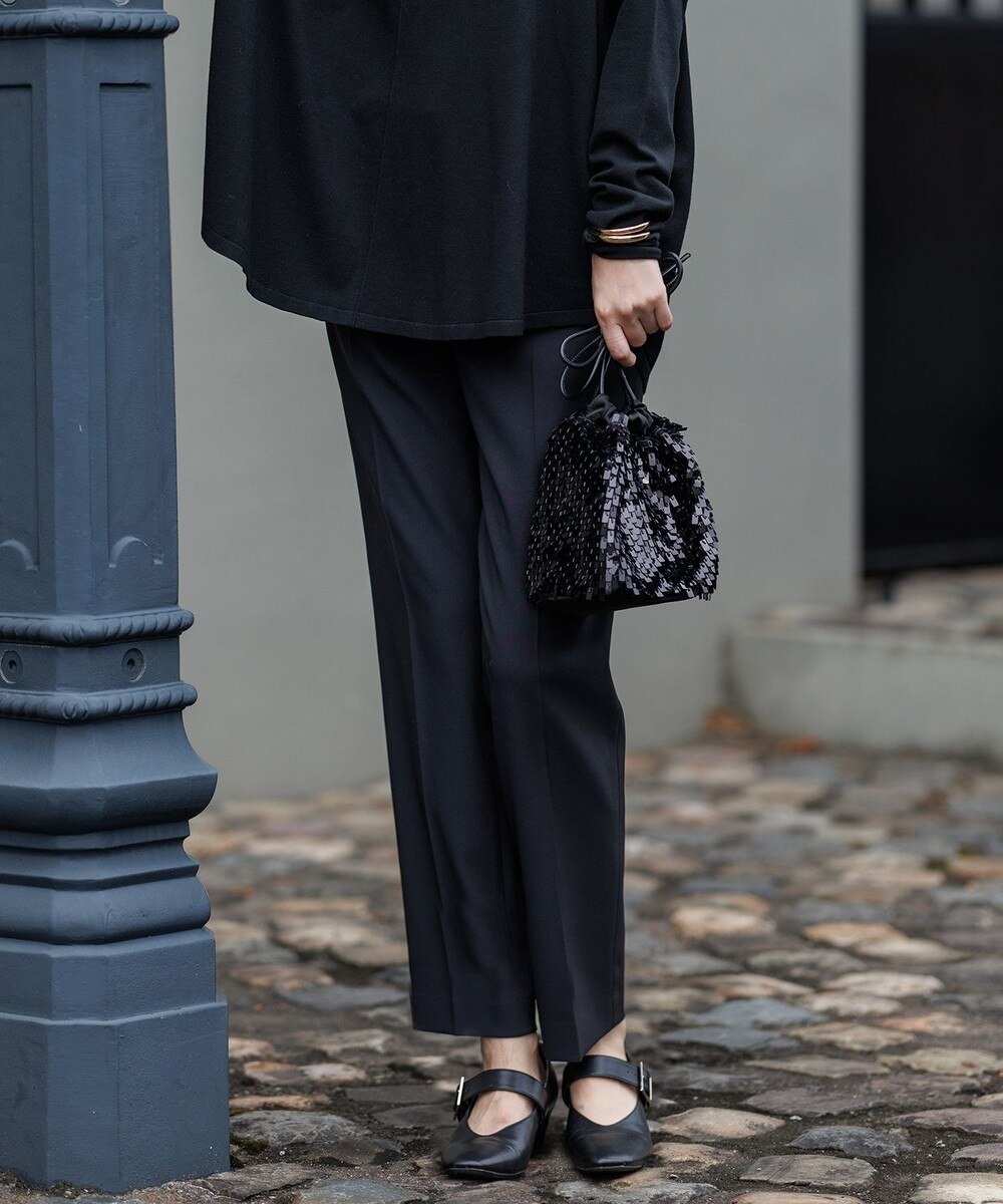 【オンワード】 ICB>パンツ 【洗える】 トリアセボディシェルピーチ スティックパンツ ブラック 2 レディース