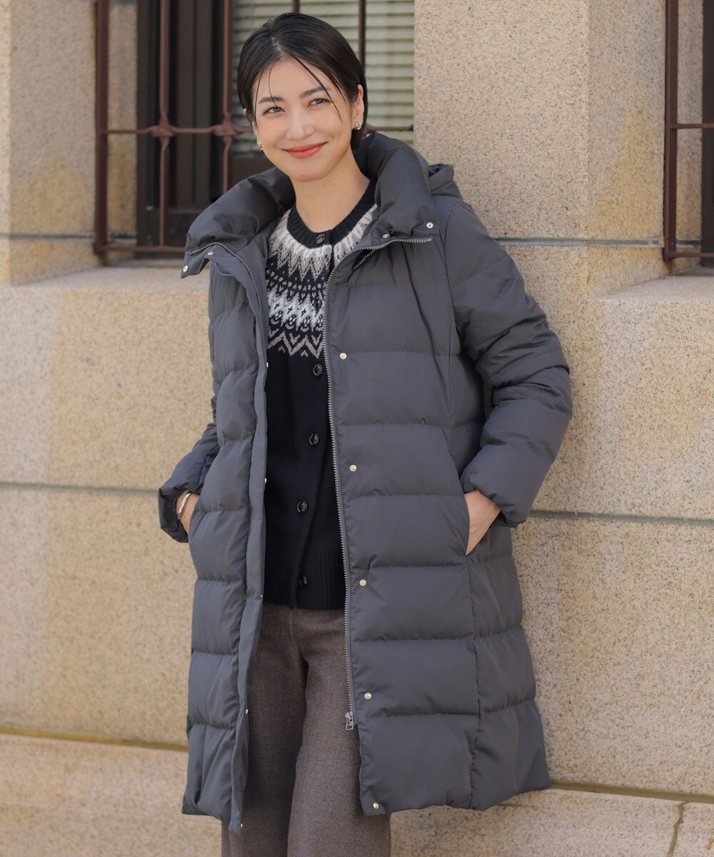 【オンワード】 J.PRESS LADIES S（小さいサイズ）>ジャケット/アウター 【洗える・2way】タフタダウン ロング丈 コート スレート P5 レディース