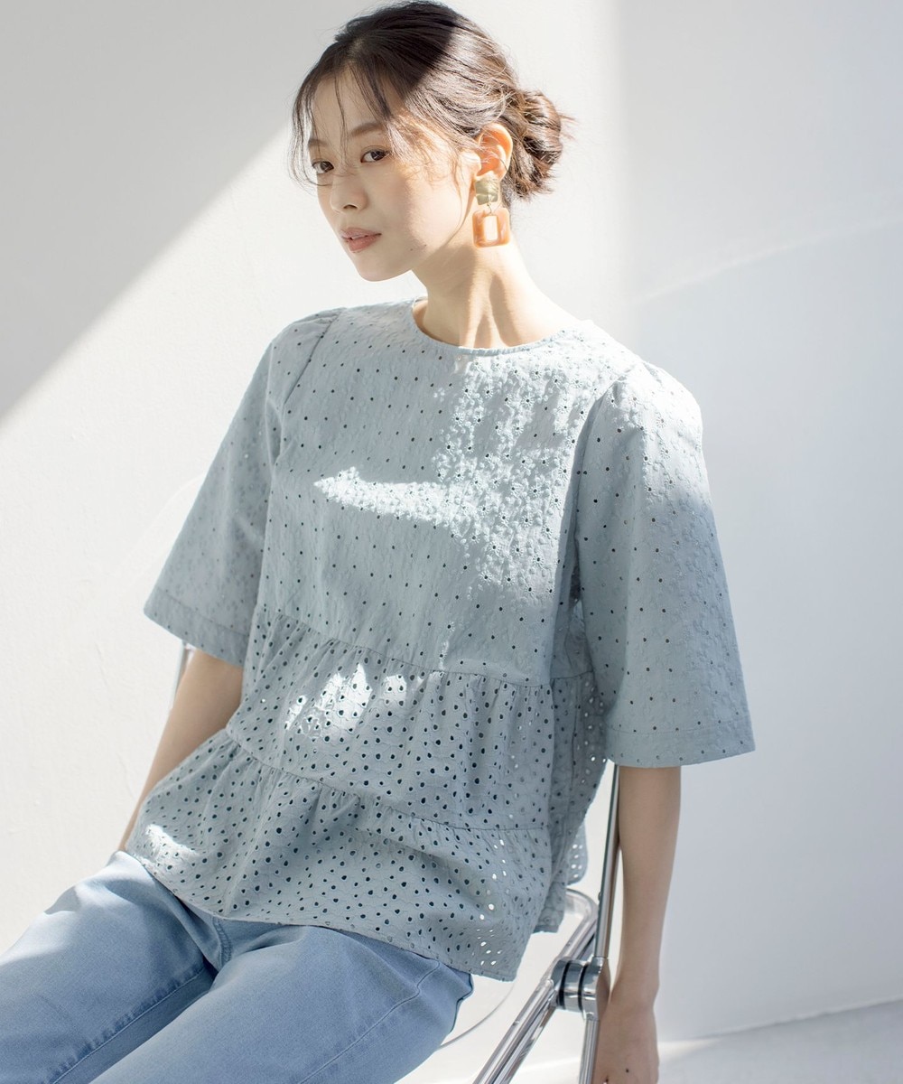 【オンワード】 組曲>トップス 【新色追加】エンブロイダリーレースフリル ブラウス スモーキーミント 2 レディース 【オンワード】 組曲>トップス 【新色追加】エンブロイダリーレースフリル ブラウス スモーキーミント 2 レディース